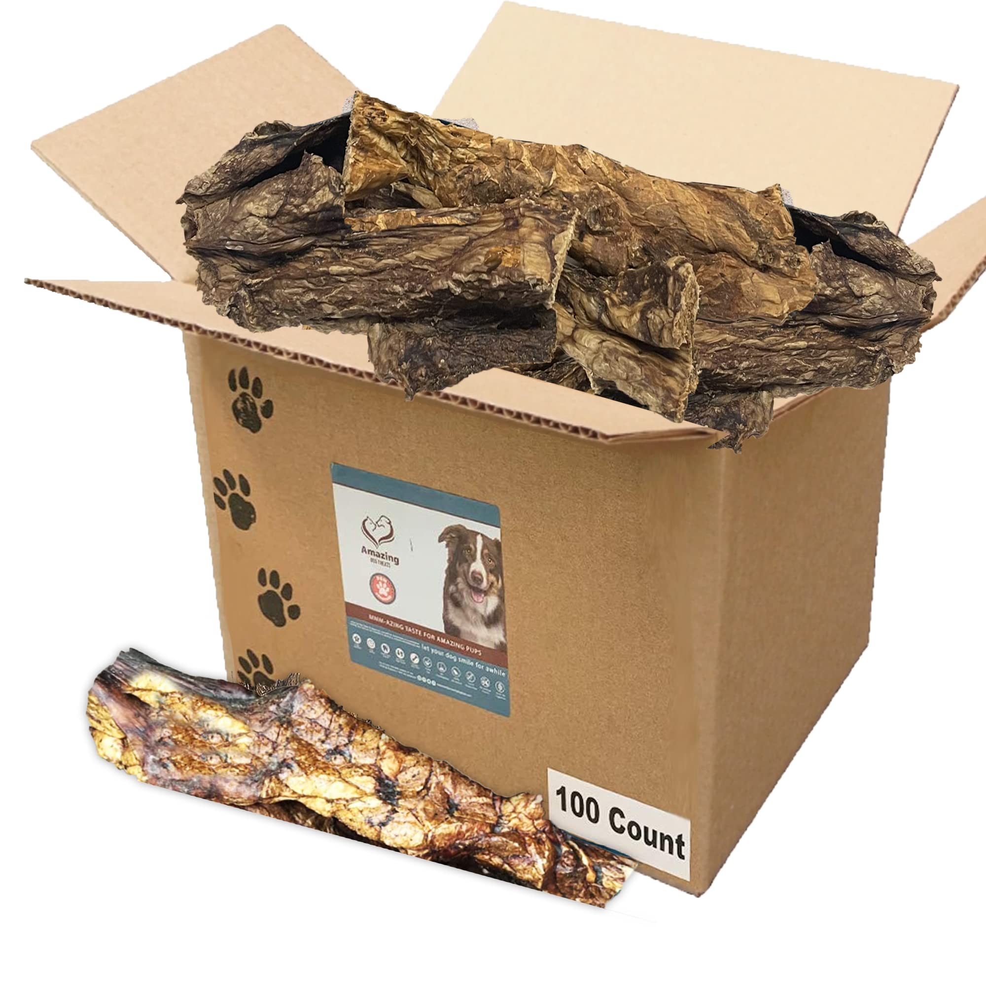 Premium Beef Lung Jerky Sticks for Dogs - 100% Natural, Single Ingredient, High-Protein, Low-Fat, Grain-Free Dog Treats (100 Count) | Healthy Training Rewards & Chewing Snacks for Small, Medium, Large Breeds