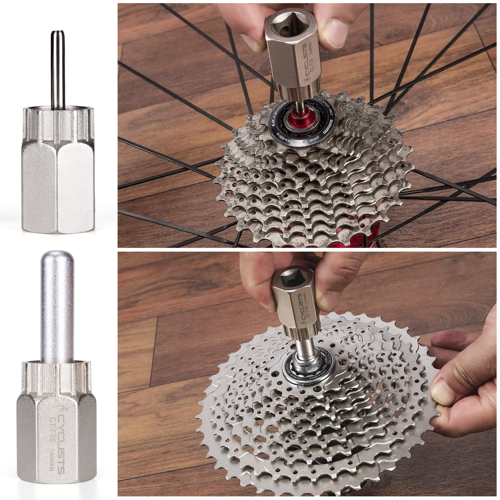 Bike Cassette Removal Tool Kit - Professional Bicycle Sprocket Removal Tools with Chain Whip & Lockring Tool - Compatible with Shimano HG Freewheel Cassette - Includes 5mm & 12mm Guide Pins - Perfect for Bike Maintenance, Repair & Drivetrain Upgrades