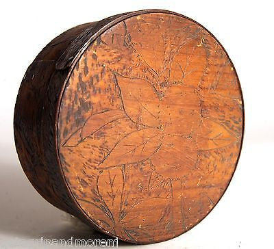 Antique Wooden Round Pantry Box with Cotton Flower Design - Perfect for Kitchen Storage, Bathroom Organization & Home Decor