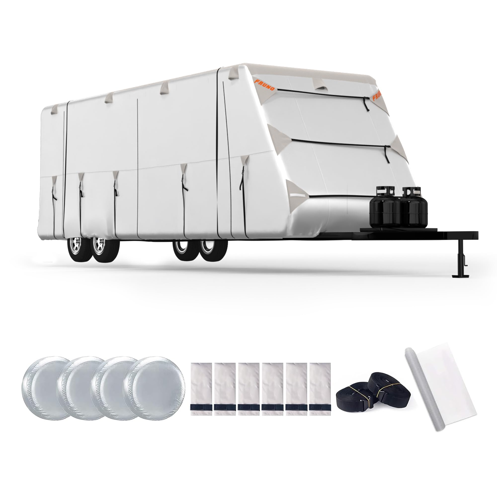 300D Heavy-Duty Waterproof RV Cover for 22'-24' Travel Trailers - UV Resistant, Rip-Resistant Winter Camper Cover with PU Coating - Perfect for Outdoor Storage & Winter Protection
