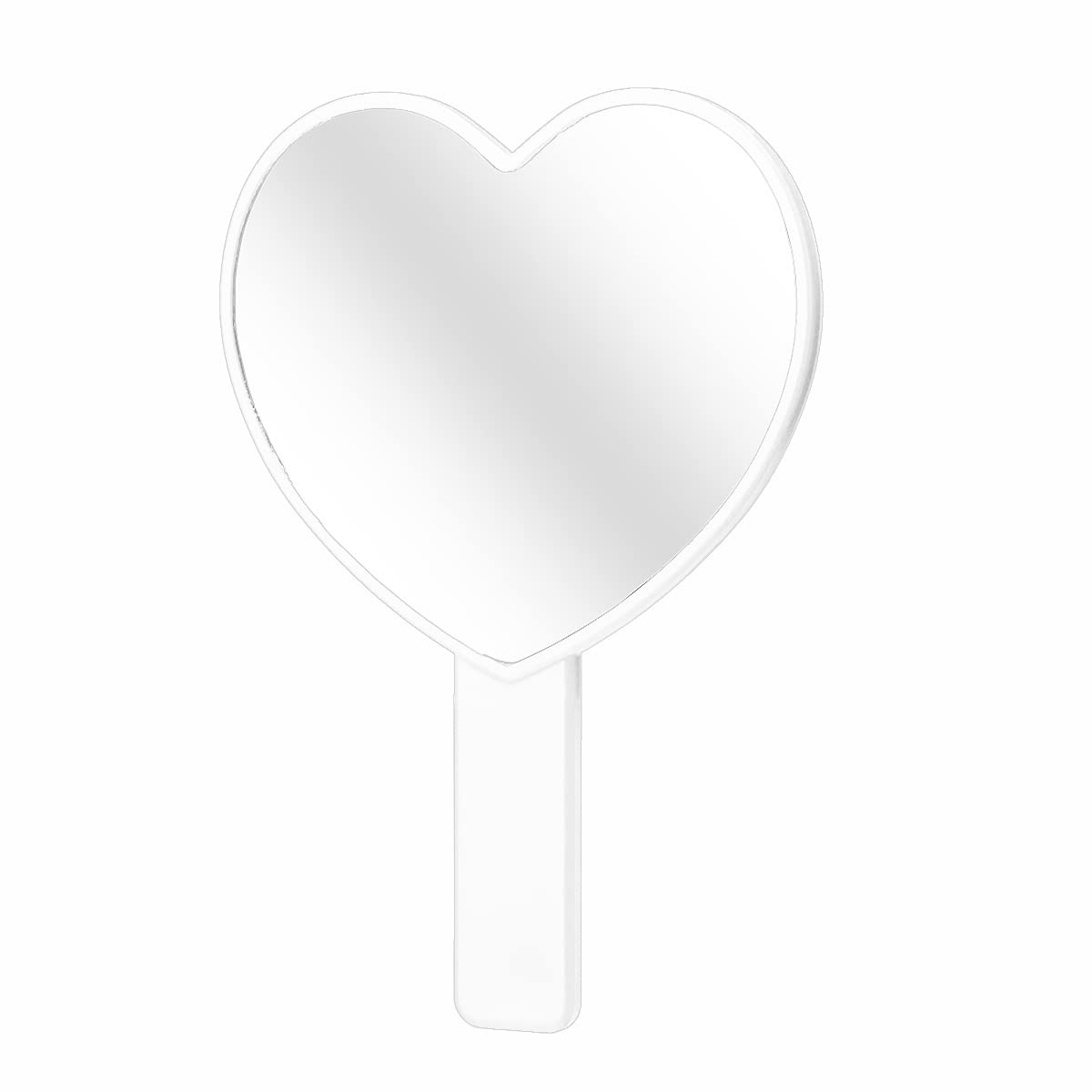 2PCS Heart-Shaped Makeup Mirror with Handle - Portable Travel Cosmetic Mirror for Women, Personal Handheld Vanity Mirror (White) - Perfect for Home, Travel, and Gift Giving