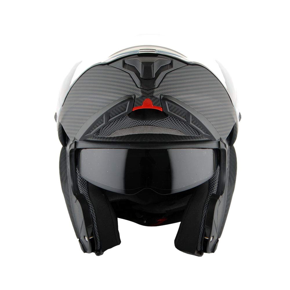 Martian Genuine Carbon Fiber Modular Flip-Up Full Face Motorcycle Helmet with Bluetooth Headset - Lightweight DOT Certified for Street & Touring Riders