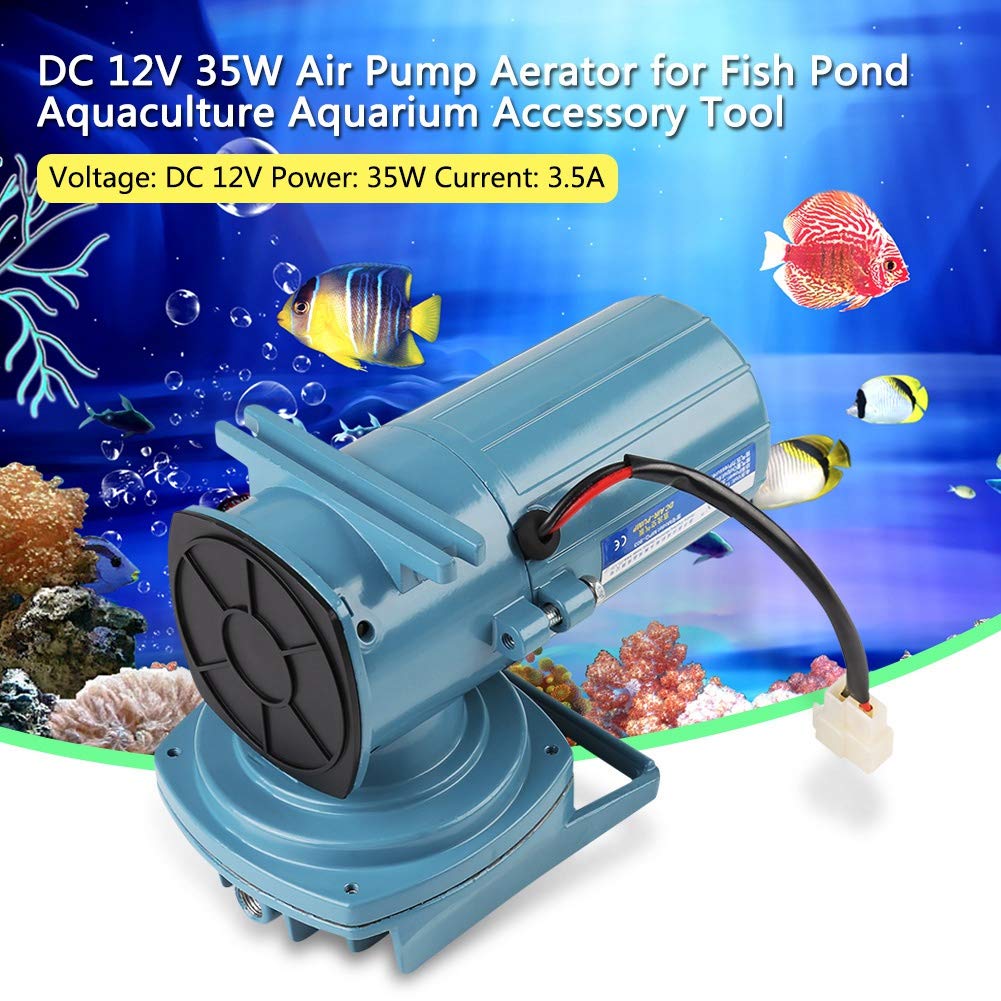 12V 35W Adjustable Aquarium Air Pump - Quiet Aerator for Fish Tanks, Ponds & Aquaculture | Perfect for Oxygenation in Home Aquariums, Outdoor Ponds & Fish Farms