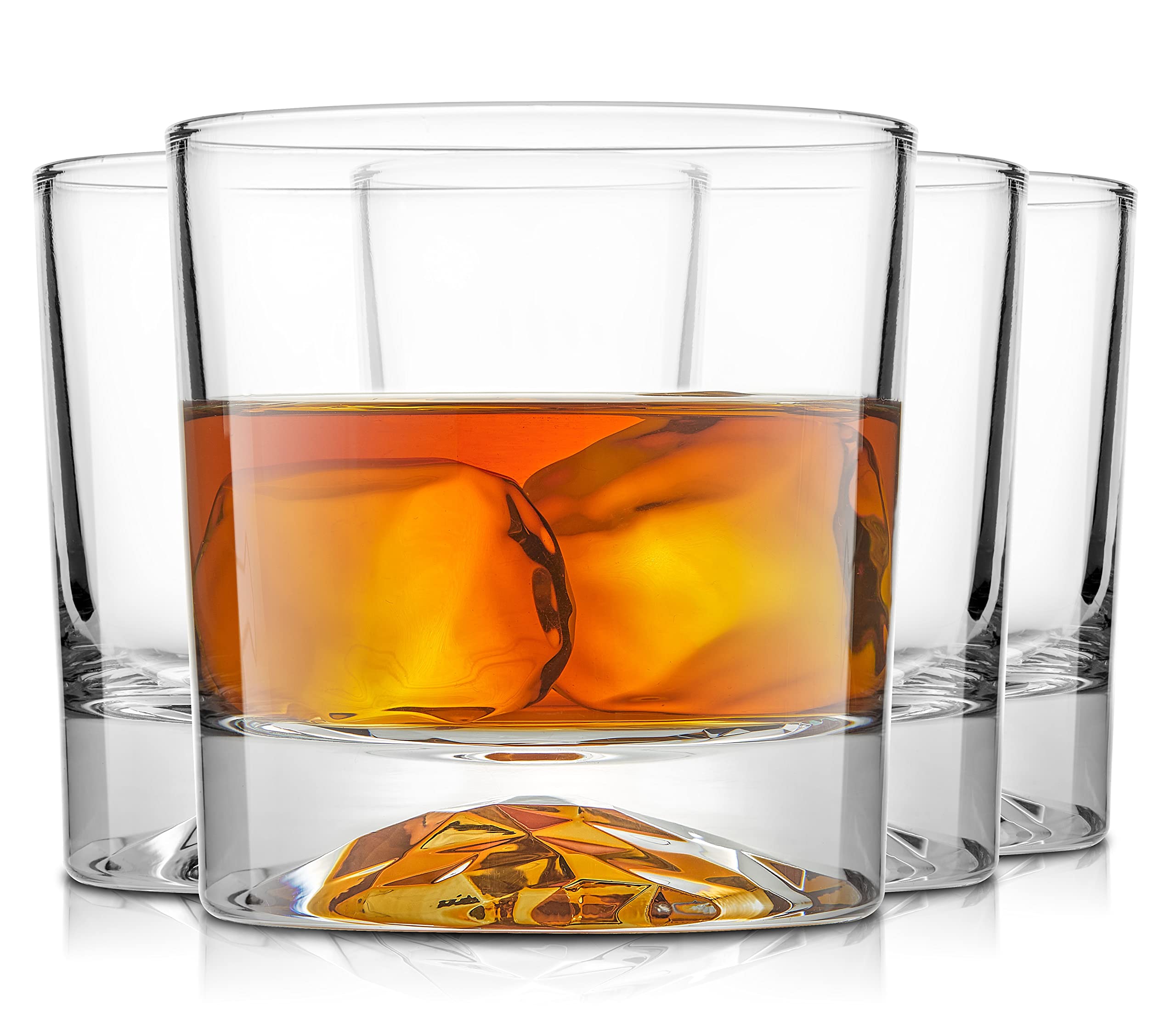 JoyJolt 10oz Whiskey Glasses Set of 4 - Crystal Clear Old Fashioned Scotch Rocks Glasses for Bourbon, Liquor & Cocktails | Perfect for Home Bars, Gifts & Entertaining