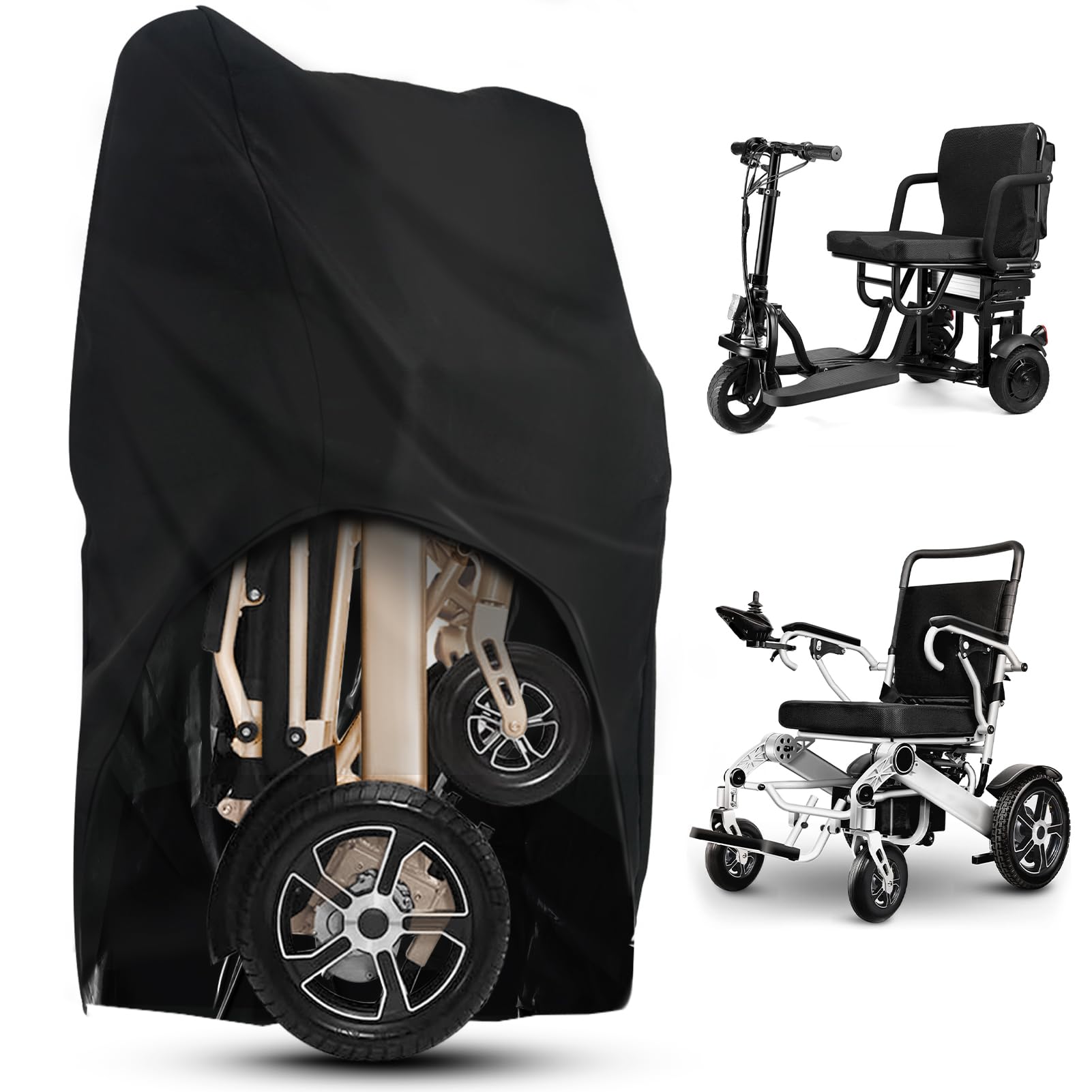 Waterproof Electric Wheelchair Cover for Travel - Universal Fit for 3 & 4 Wheel Mobility Scooters - Dust, Rain & Sun Protection - Outdoor Use for Camping, Shopping & Daily Commute
