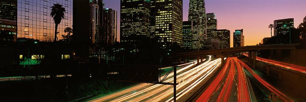 Peel & Stick Wall Murals - Harbor Freeway Los Angeles CA (84x28 inches) - Removable Self-Adhesive Wallpaper for Home, Office & Nursery Decor