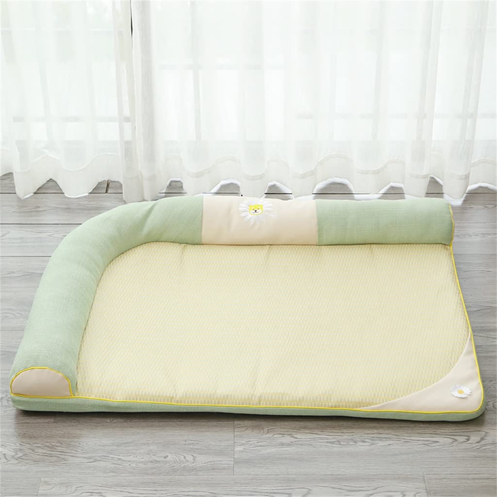 Cooling Dog Bed for Summer - Removable & Washable Pet Mat with Pillow - Comfortable Dog Recliner for Hot Weather - Perfect for Indoor/Outdoor Use in Backyard, Patio or Kennel