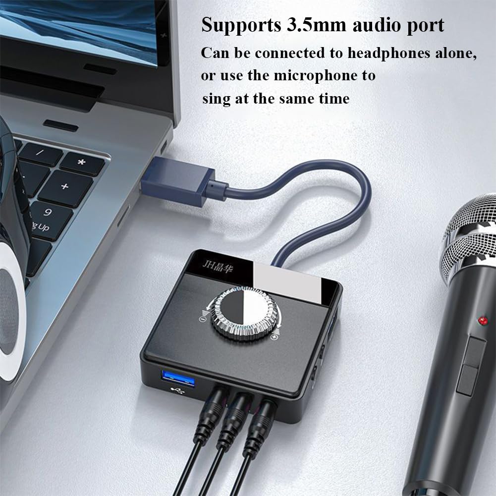 PEIYUI Max External USB Sound Card - 6-in-1 Audio Adapter for PC, Windows, Mac, Linux | 3.5mm & USB Interface with Volume Control | Plug & Play for Laptops, Desktops | Perfect for Gaming, Streaming & Conference Calls (Black)