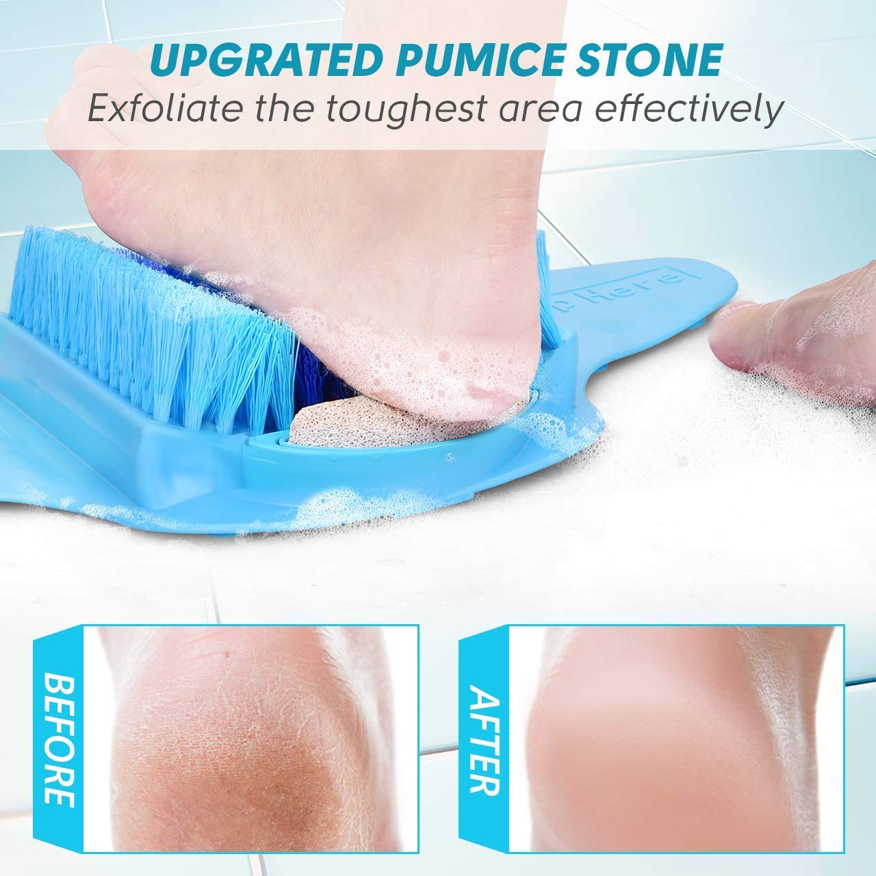 Premium Pumice Stone Foot Scrubber with Non-Slip Suction Cups - Callus & Dead Skin Remover for Soft Feet - Improves Circulation & Reduces Foot Pain - Perfect for Pedicures, Bath Time & Home Spa Care