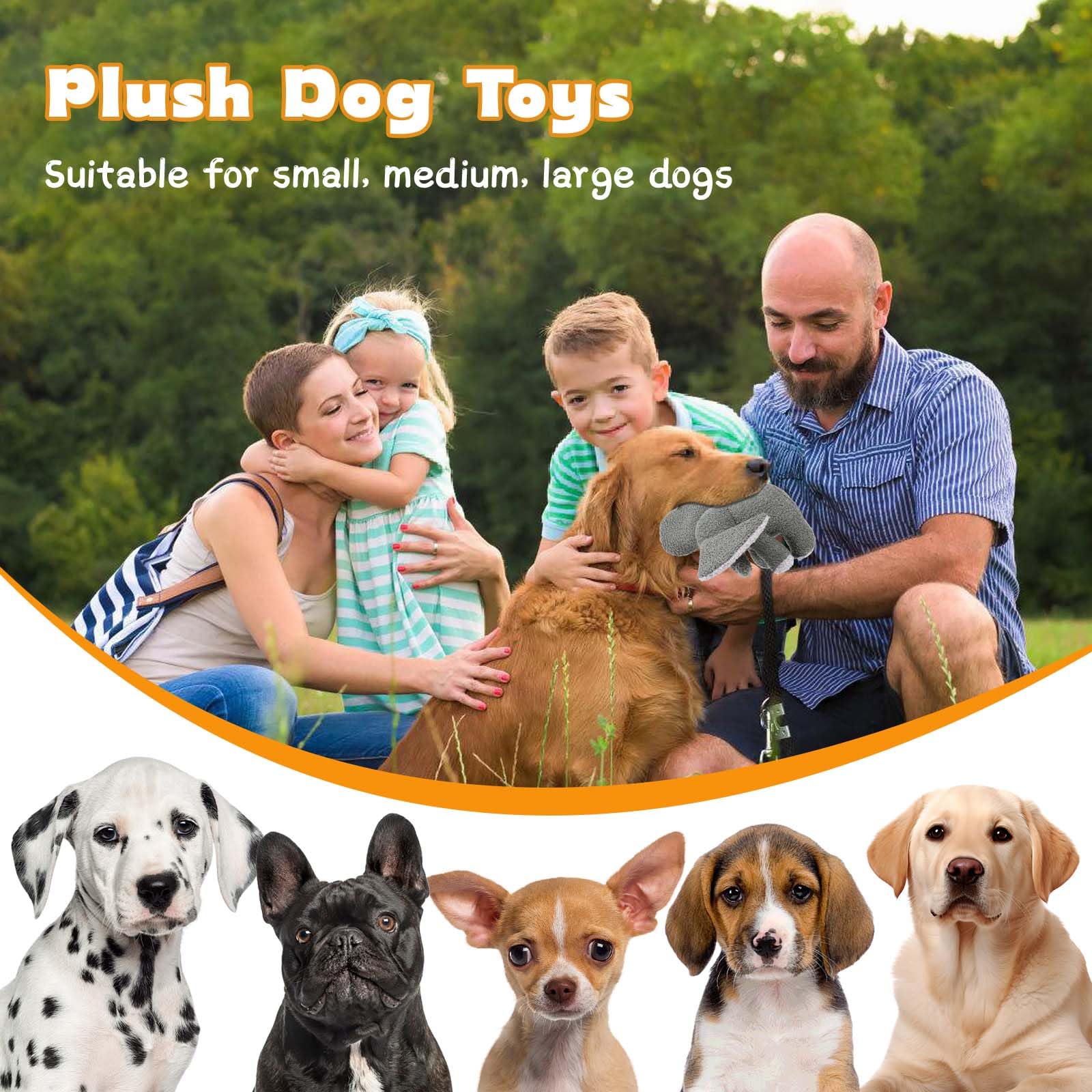 3-Layer Stuffed Squeaky Dog Toys for Small Medium Large Breed - Durable Plush Chew Toys for Puppies & Adult Dogs, Cute Elephant Design for Teething, Playtime & Stress Relief - Perfect for Indoor/Outdoor Fun & Training Rewards