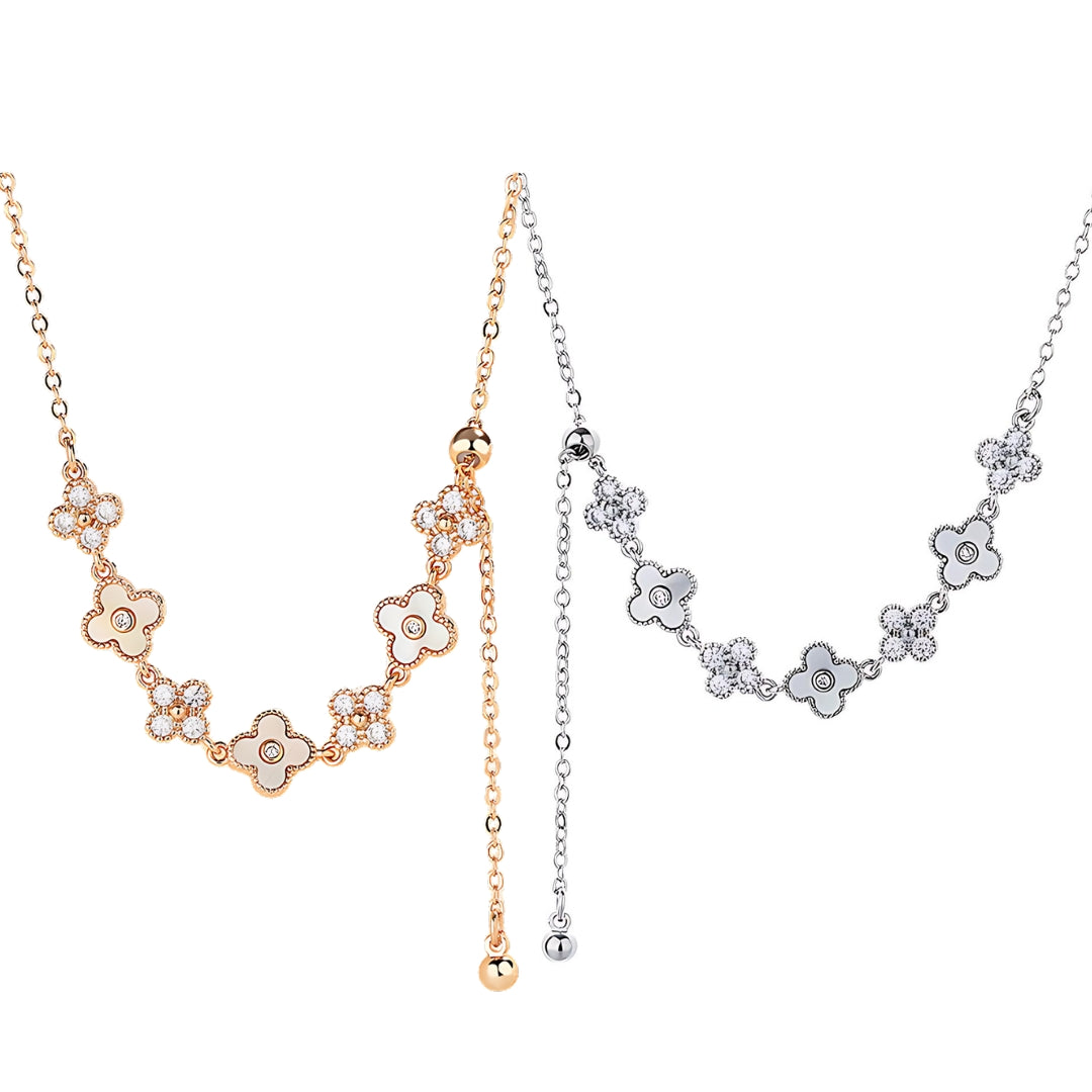 Y Chain Clover Floral Gold Necklace | Elegant 18K Gold Plated Pendant Necklace for Women | Perfect for Valentine's Day, Anniversary Gifts & Everyday Wear
