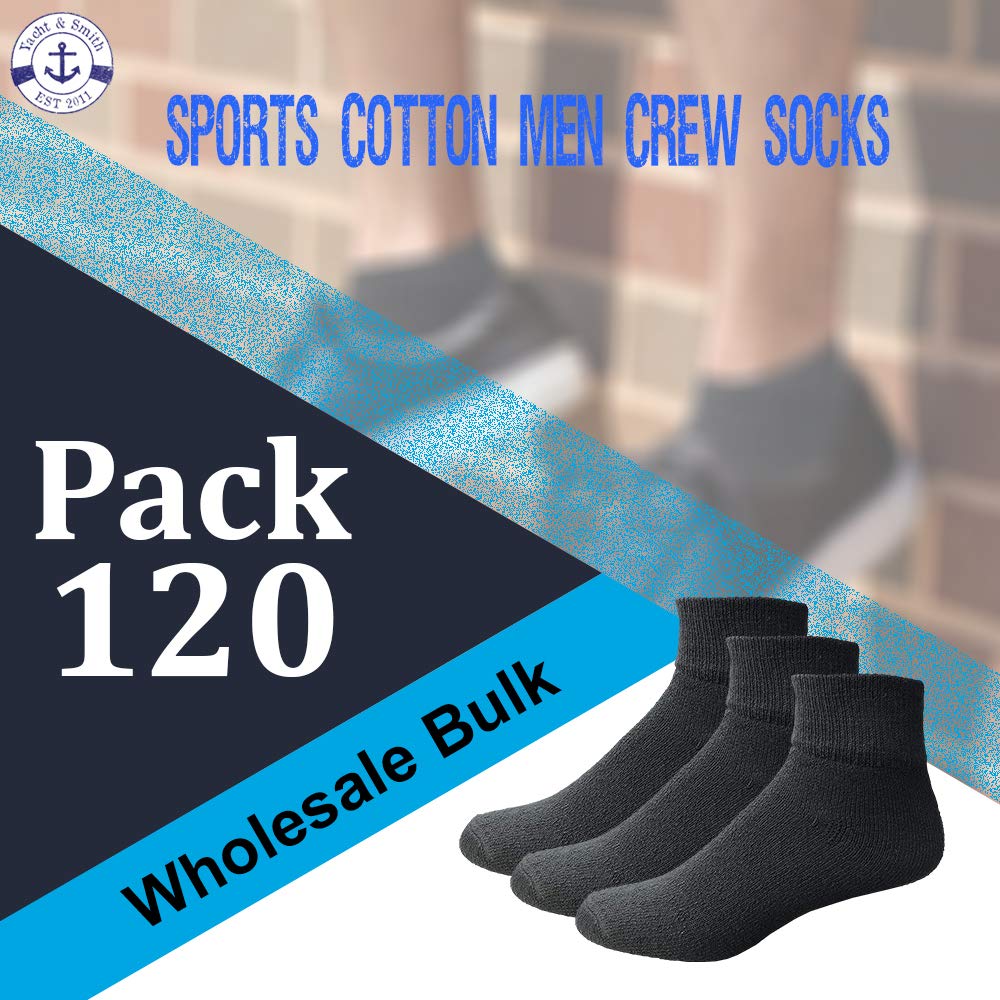 Yacht & Smith Men's Cotton Athletic Mid Ankle Socks - Bulk Pack (Size 10-13) - Breathable Sports Socks for Running, Gym & Casual Wear