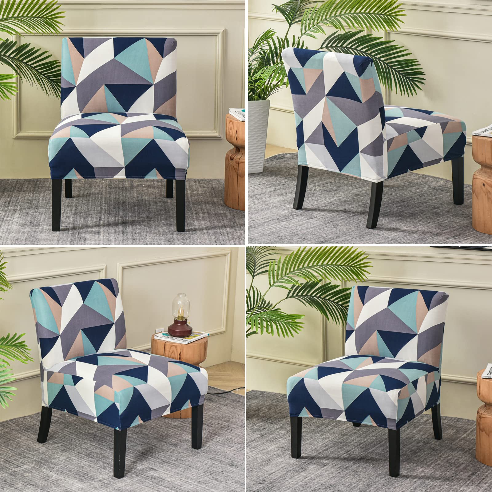 Printed Armless Chair Slipcover - Removable Accent Chair Cover for Living Room, Dining Room & Hotel Use | Stylish Slipper Chair Protector for Home Decor & Hospitality
