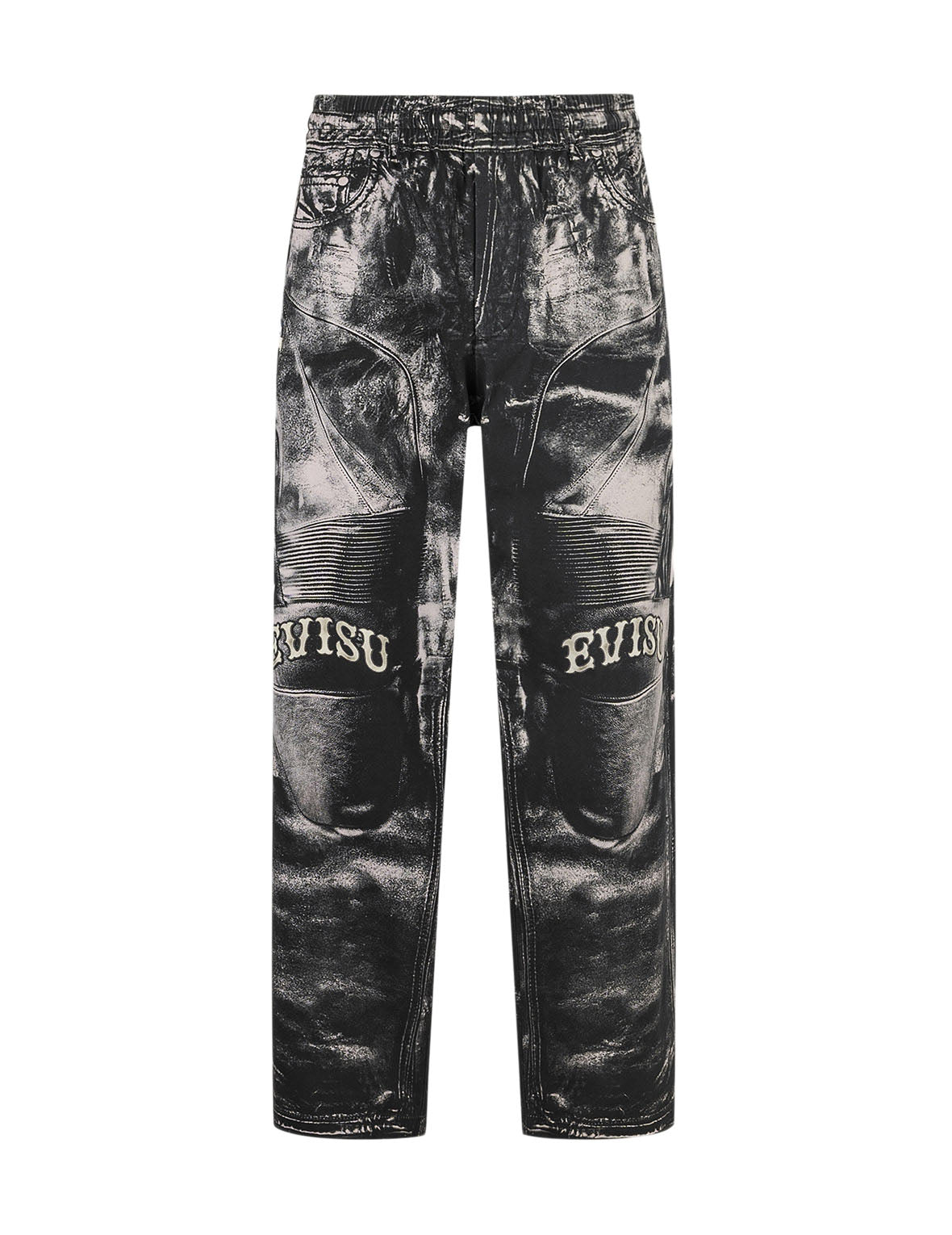 Stylish Multi-Print Wide Leg Biker Pants for Women - Trendy High Waist Motorcycle Jeans with Stretch Comfort - Perfect for Casual Outfits, Streetwear & Night Out Looks