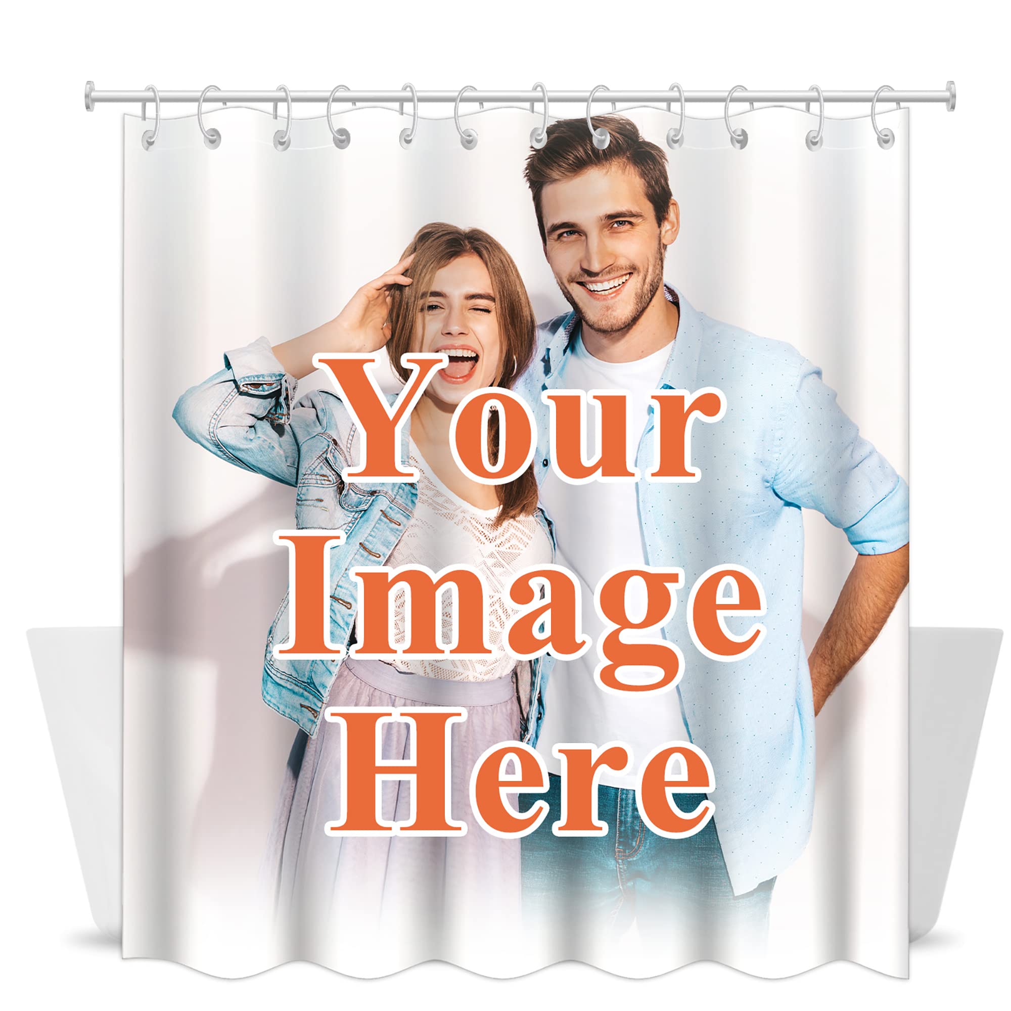 Custom Photo Shower Curtain - Personalized Waterproof Bath Curtain with Your Own Design - 40x72 Inch with 12 Hooks - Perfect for Bathroom Decor, Housewarming Gifts & Unique Home Accessories