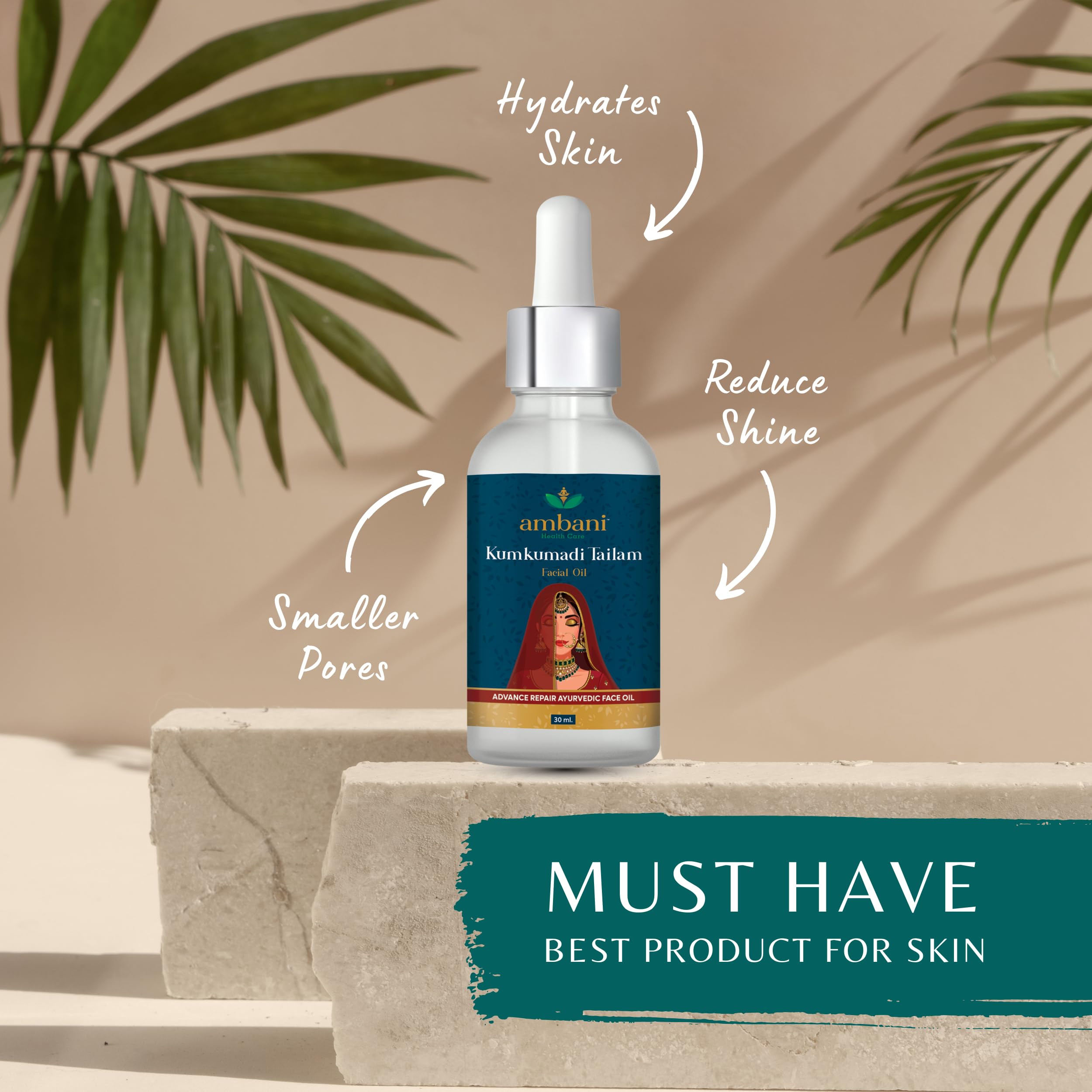 AMBANI HEALTH CARE Kumkumadi Tailam Face Oil - Natural Ayurvedic Herbal Serum for Glowing Skin, Anti-Aging, Acne & Pimple Treatment - Repairs Dull & Damaged Skin - Suitable for Women & Men (30ml) - Perfect for Daily Skincare Routine & Nighttime Skin Repair