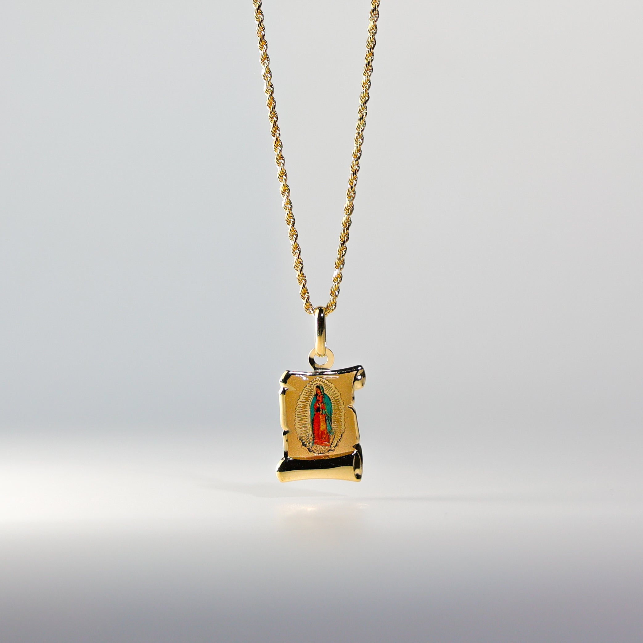 Gold Guadalupe Virgin Mary Enamel Pendant Necklace - Model 0151 - Perfect for Religious Gifts, Baptism, First Communion & Everyday Faith Jewelry