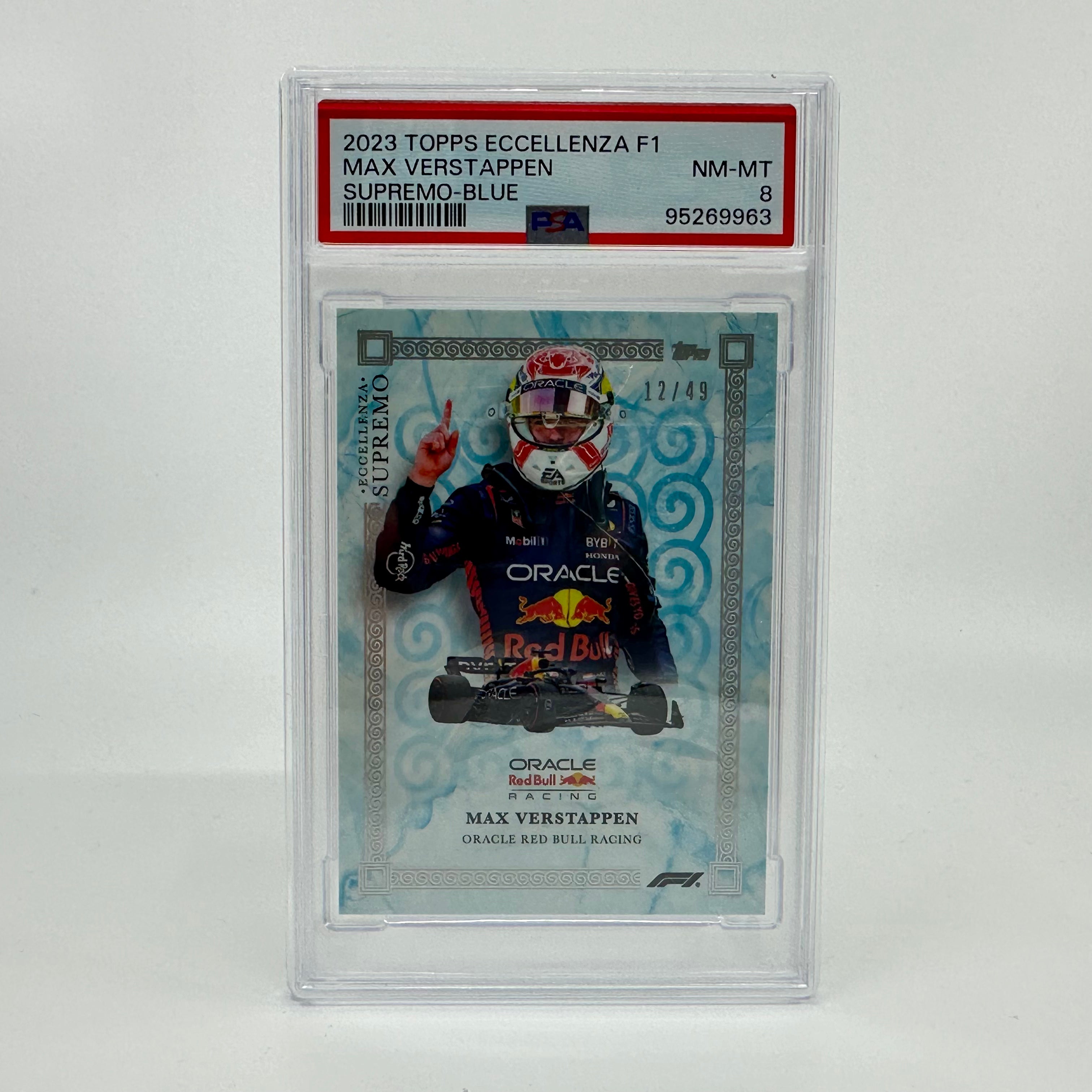 2023 Eccellenza Supremo Max Verstappen Blue PSA 8 12/49 - Premium Trading Card for F1 Collectors & Racing Enthusiasts - Perfect for Display, Investment & Sports Memorabilia Collections