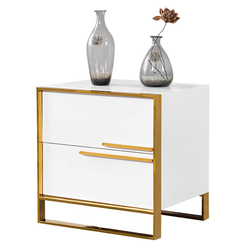White Nightstand with 2 Drawers - Bedside Telephone Table Cabinet for Bedroom, Bathroom & Living Room - Compact Storage Organizer for Phones, Books & Essentials (Perfect for Small Spaces & Apartment Living)