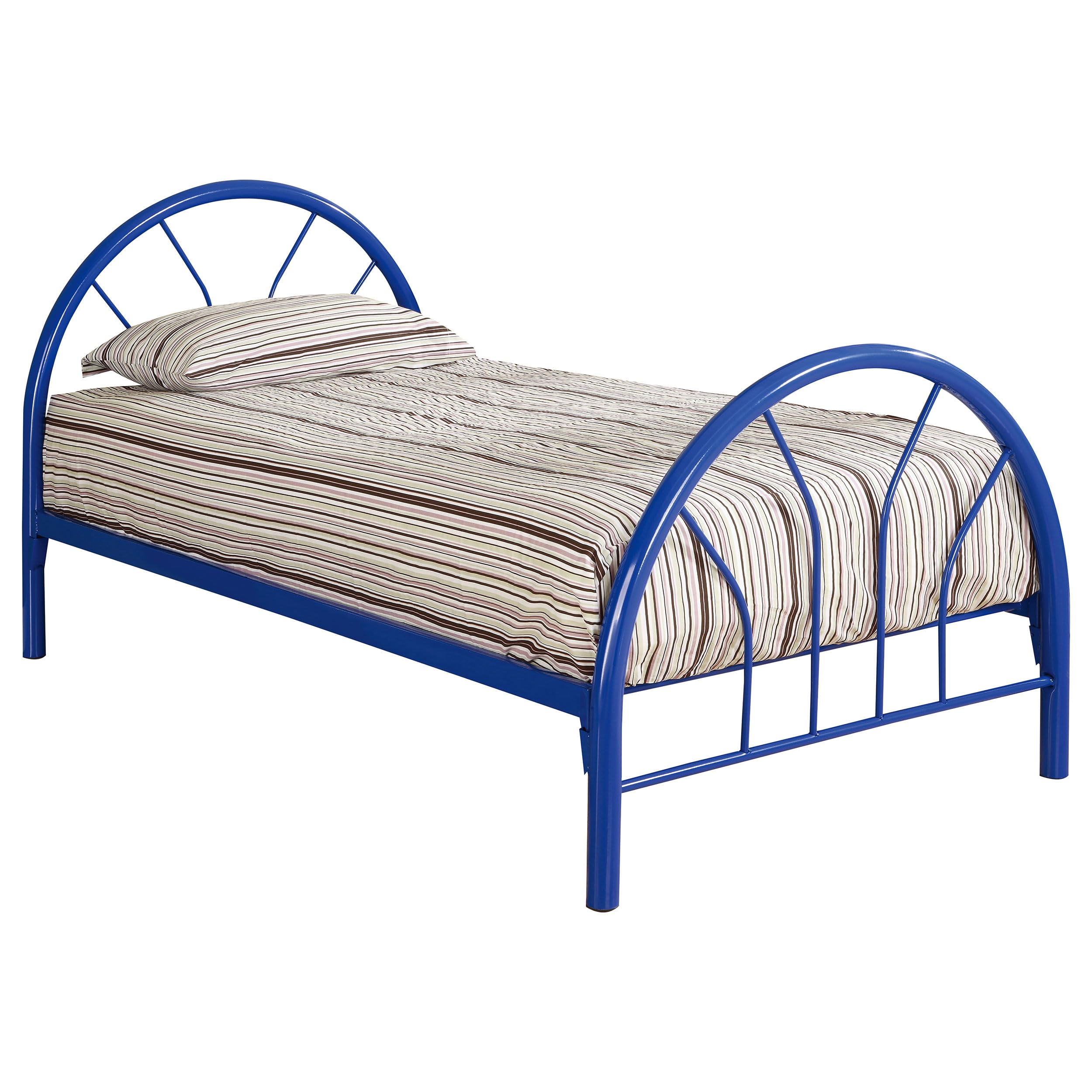 Coaster Home Furnishings Marjorie Contemporary Twin Size Bed Frame with 40-inch Blue Headboard - Sturdy Platform Bed for Small Spaces & Guest Rooms | Modern Open Frame Design for Dormitories & Apartments