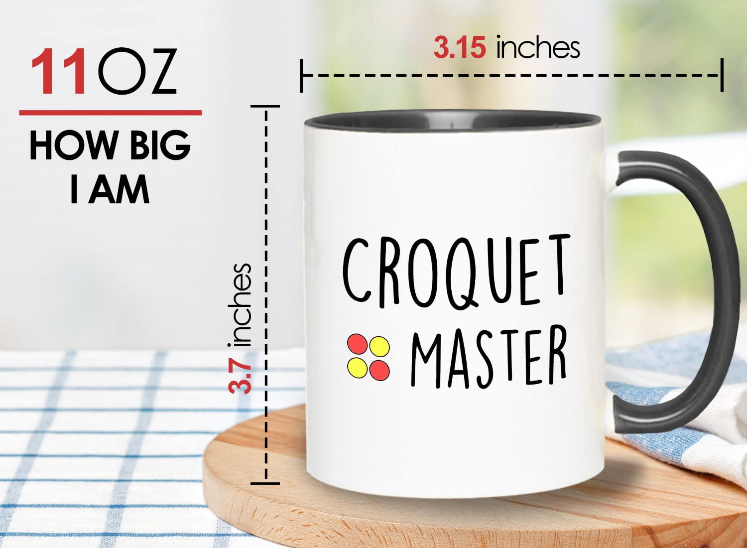 11oz Croquet 2-Tone Black Mug - Perfect Gift for Croquet Master & Sports Enthusiasts - Ideal for Tennis, Racquetball, Netball, Softball Fans - Great for Game Days, Tailgating & Outdoor Gatherings