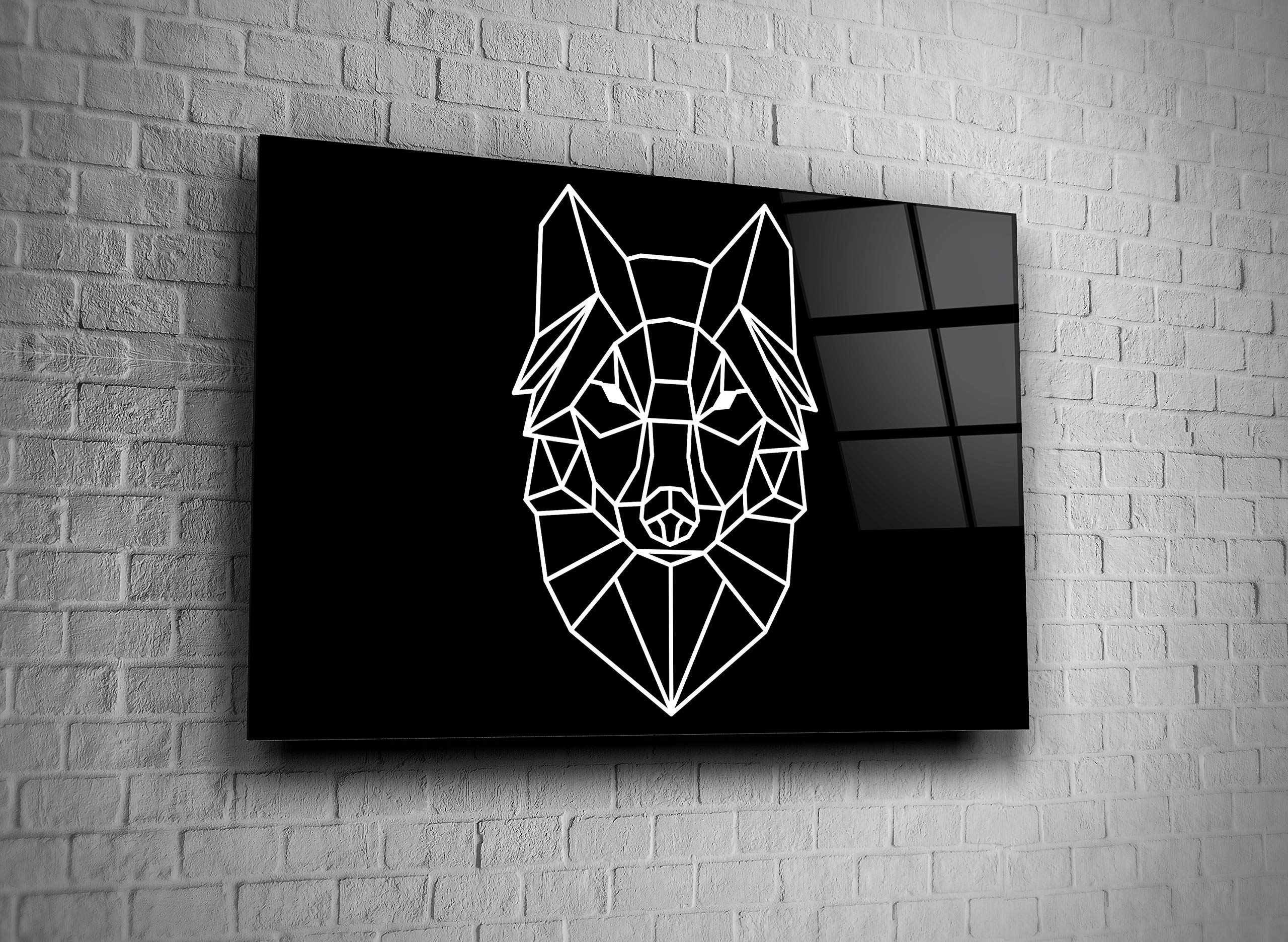 Wolf Flatline Abstract Art Print - Tempered Glass Wall Decor for Home & Office - Perfect Gift for Nature Lovers & Modern Interior Design