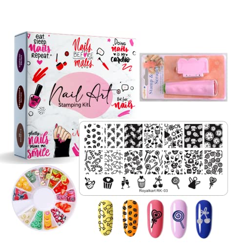 RoyalKart Nail Art Kit for Girls - Nail Stamping Plates, Stamper & Scraper, Fimo Clay Wheel - Perfect for DIY Nail Art, Birthday Parties & Gifts (Candy Edition RK-03) | Great for Home Spa, Sleepovers & Creative Play