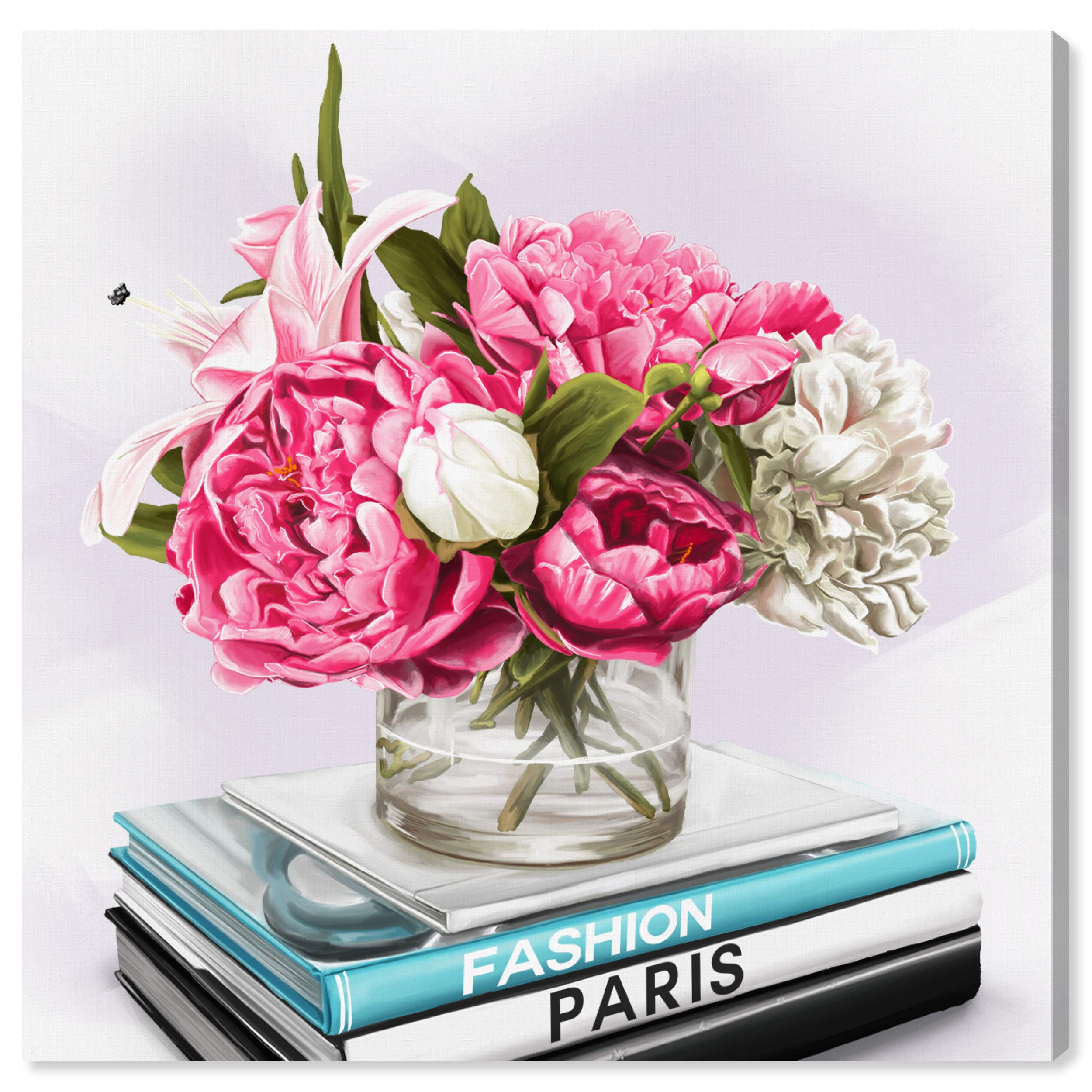 Floral Peonies Books Canvas Wall Art Print by Oliver Gal - Elegant Home Decor for Living Room, Bedroom & Office
