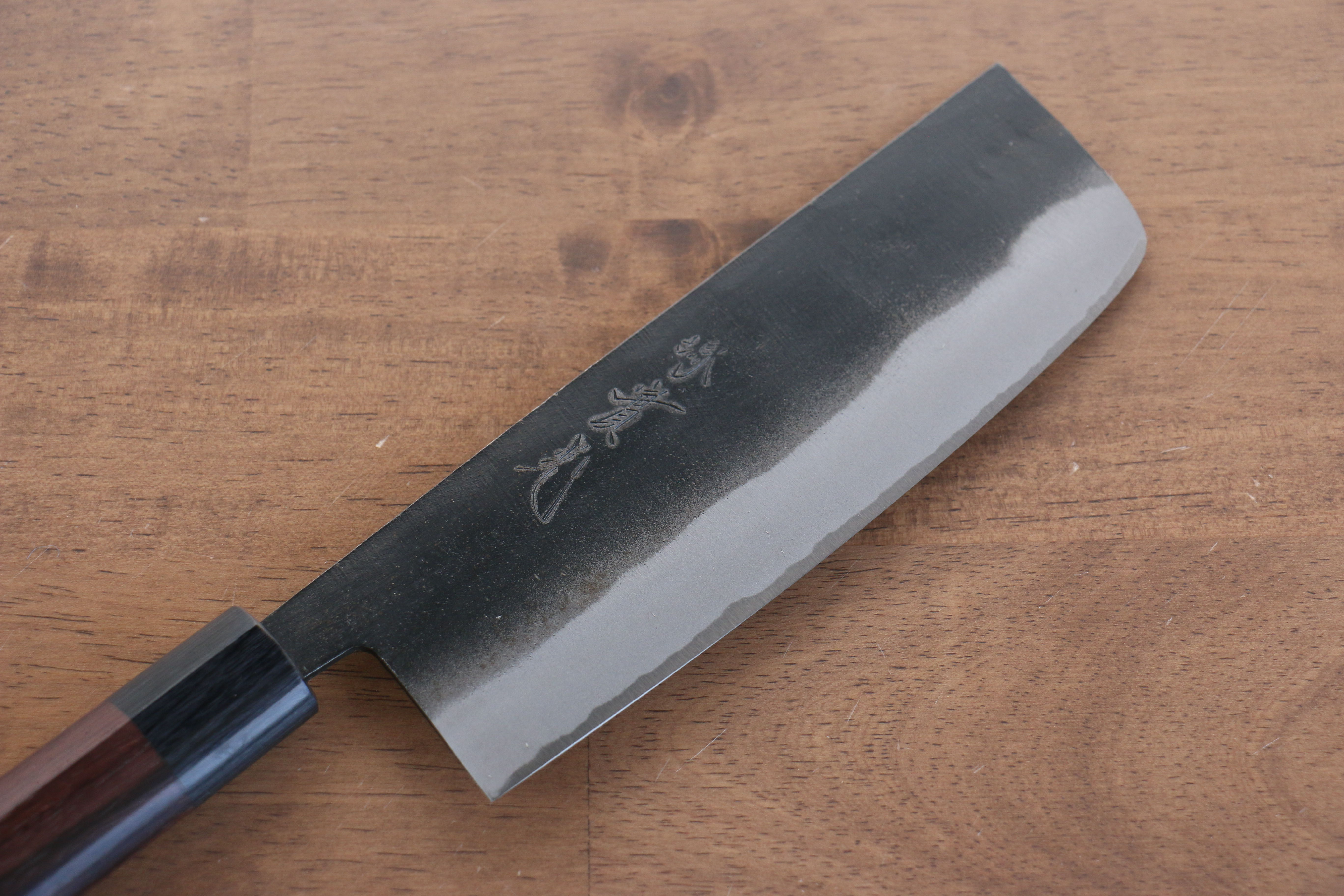 Premium Jikko White Steel No.2 Black Finished Nakiri Knife 165mm - Japanese Shitan Handle - Professional Vegetable & Herb Chopping Knife for Home Chefs & Culinary Enthusiasts