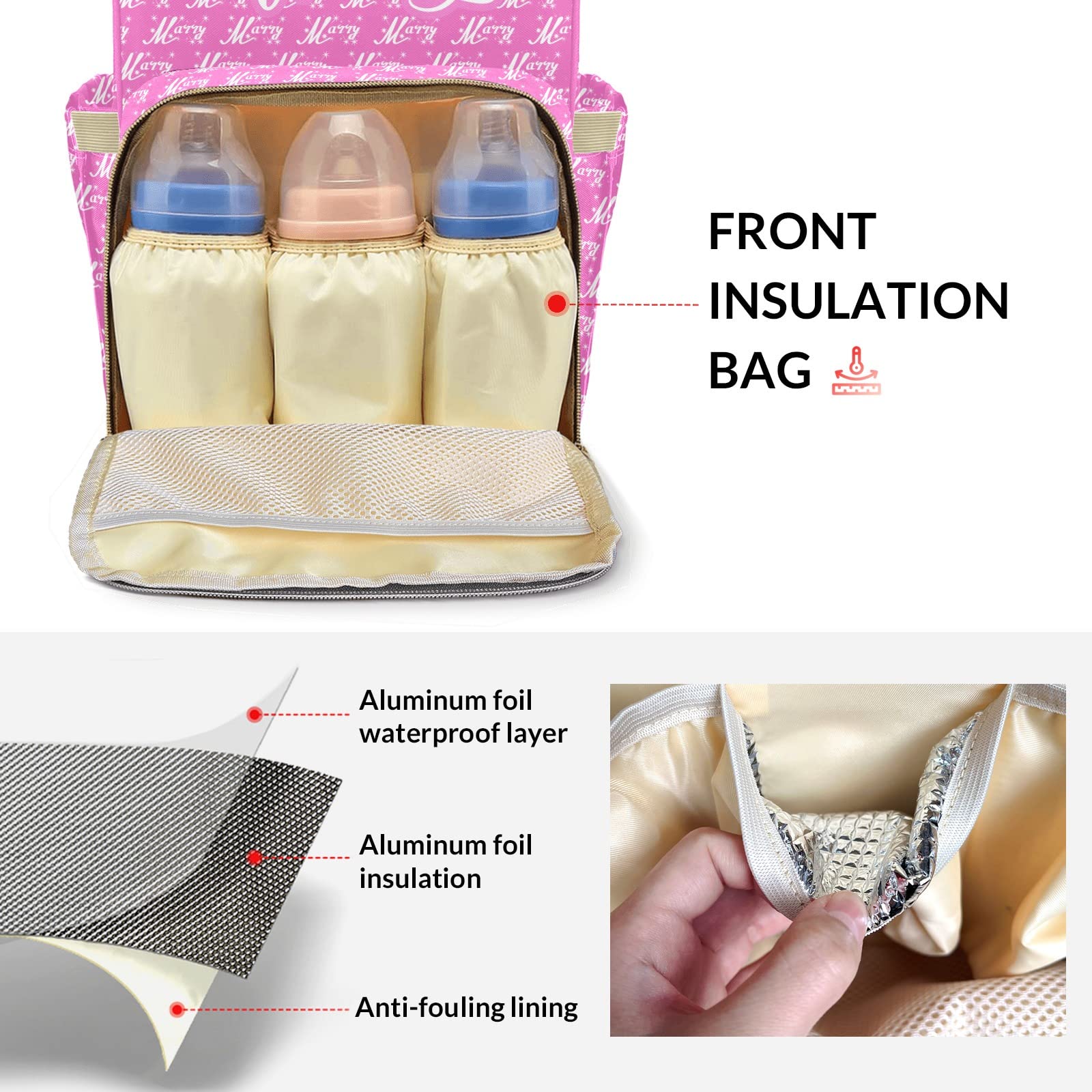 Large Capacity Custom Diaper Bag with Name - Multifunctional Personalized Baby Backpack for Boys & Girls | Waterproof Fashion Shoulder Bag for Moms | Perfect for Travel, Daycare & Everyday Use