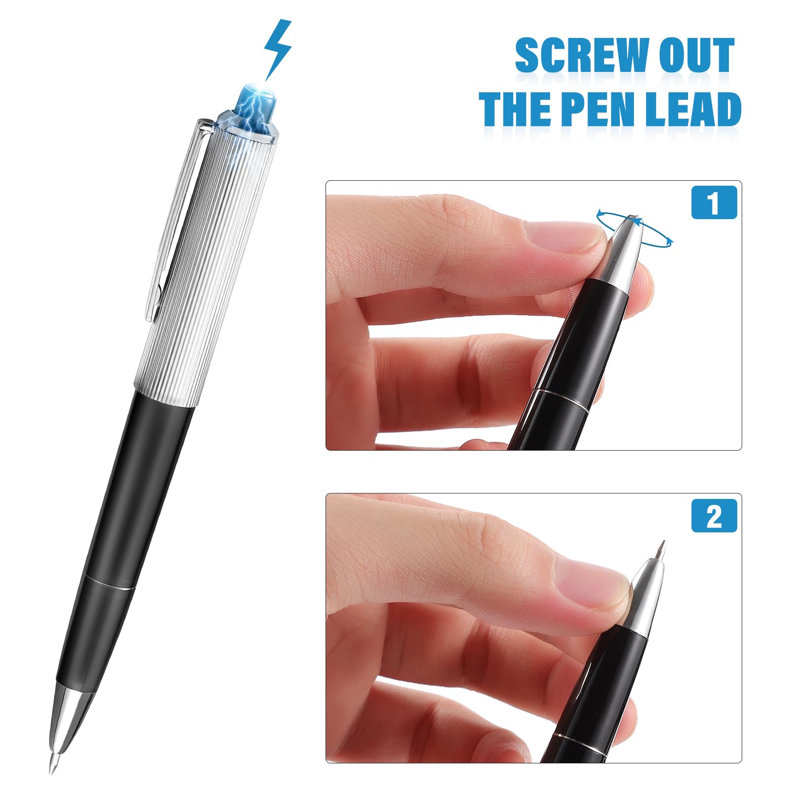 NUOBESTY 2 Pack Electric Shock Pens - Prank Joke Toys for Halloween, April Fool's Day & Parties - Fun Shock Ballpoint Pens for Kids & Adults - Perfect for Office Pranks, Gag Gifts & Practical Jokes
