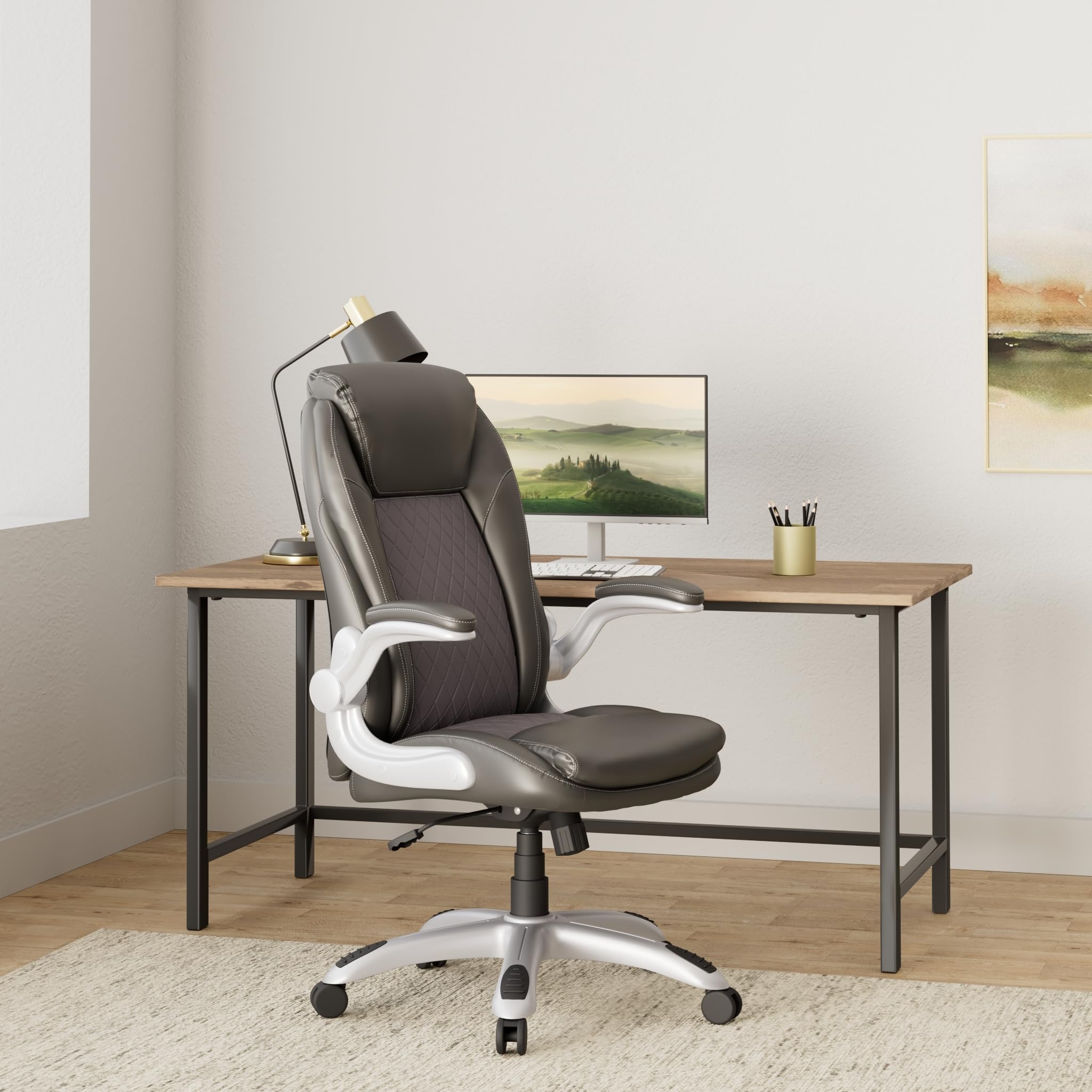 STAPLES Sorina Bonded Leather Office Chair - Grey (53253) - Ergonomic Desk Chair for Home & Office Workspace, Comfortable Computer Chair for Long Hours Sitting