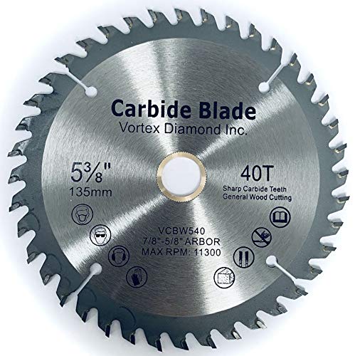 5-Pack ALSKAR DIAMOND WSB 5-3/8 Inch 40 Teeth TCT Circular Saw Blades for Hard & Soft Wood Cutting - Perfect for DIY Projects, Woodworking, and Construction Use
