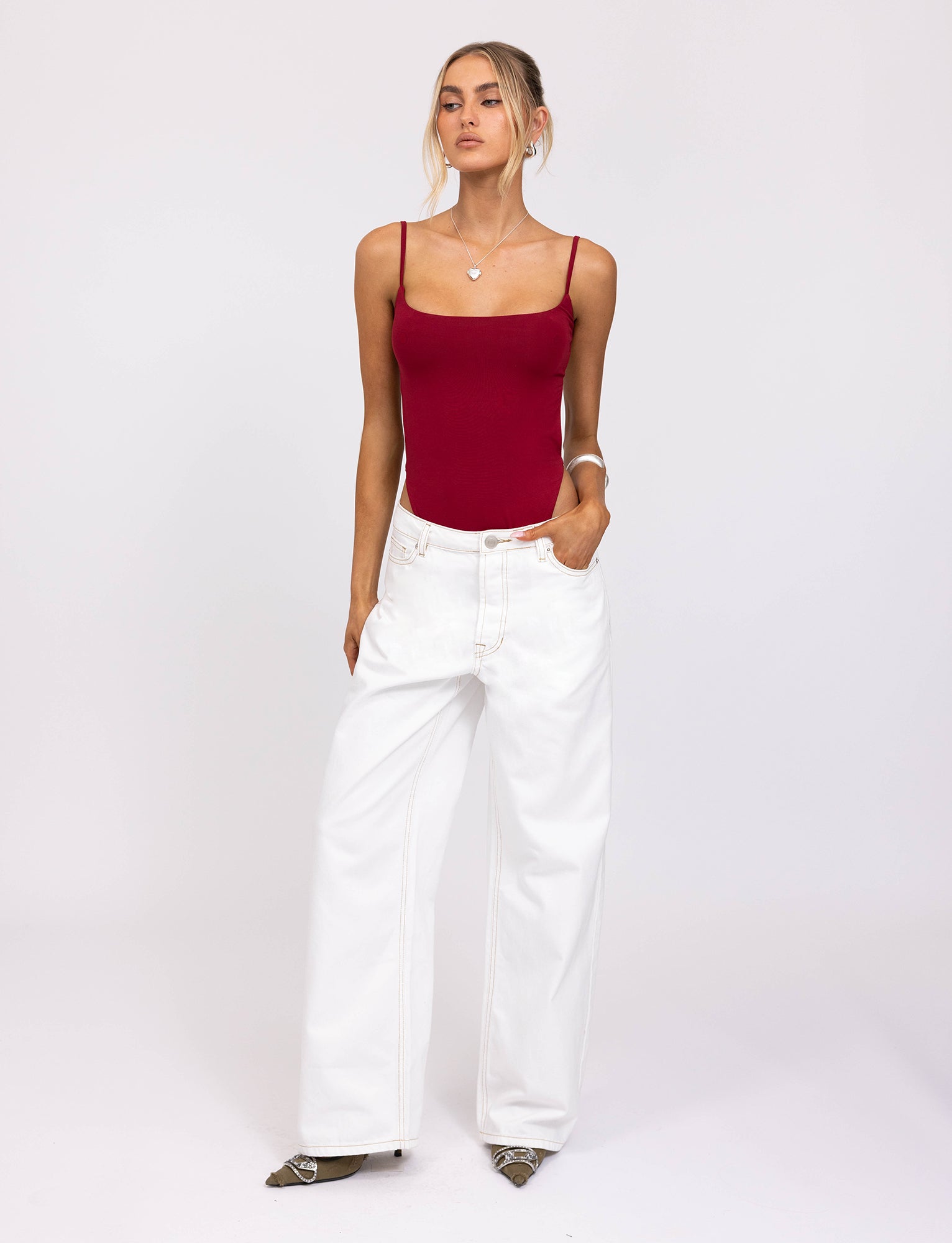 Minerva Bodysuit for Women - Stretchy Red Jumpsuit, Comfortable One-Piece Outfit for Yoga, Workout & Casual Wear