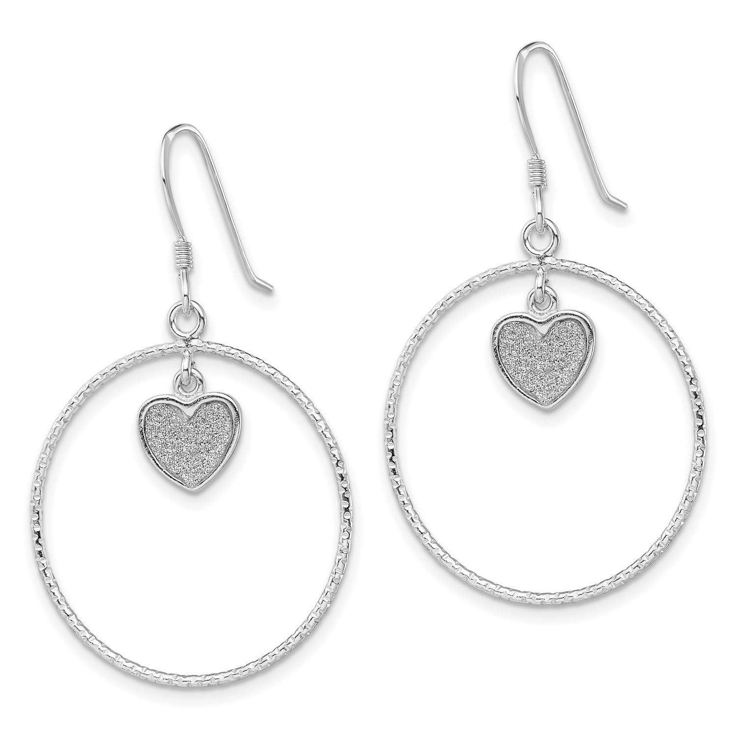 Elegant Sterling Silver Enamel Glitter Heart-Shaped Earrings (40.1x24.7mm) - Perfect for Valentine's Day Gifts, Anniversary Presents & Romantic Date Nights