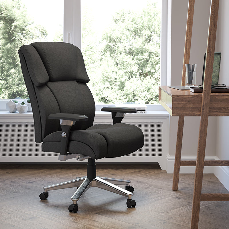 FLASH HERCULES Series 400 lb Capacity Big & Tall Executive Office Chair - Heavy Duty Ergonomic Chair with Adjustable Lumbar Support - Perfect for Long Work Hours, Gaming & Home Office Use