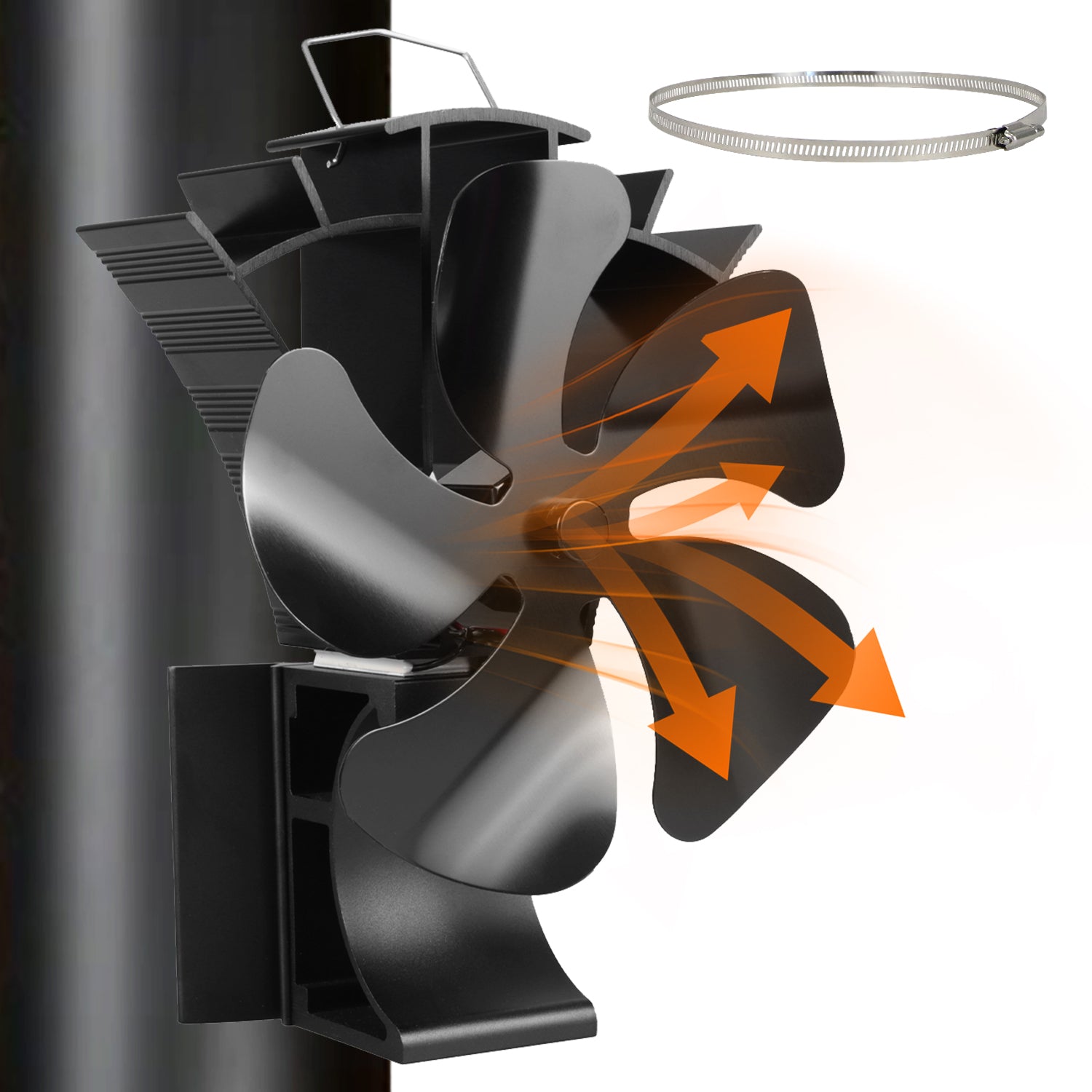 **VODA Magnetic 5-Blade Wood Stove Chimney Fan – 3-in-1 Adjustable Stove Fan for Efficient Heat Distribution | Perfect for Fireplace, Wood Stove & Pellet Stove Heating**