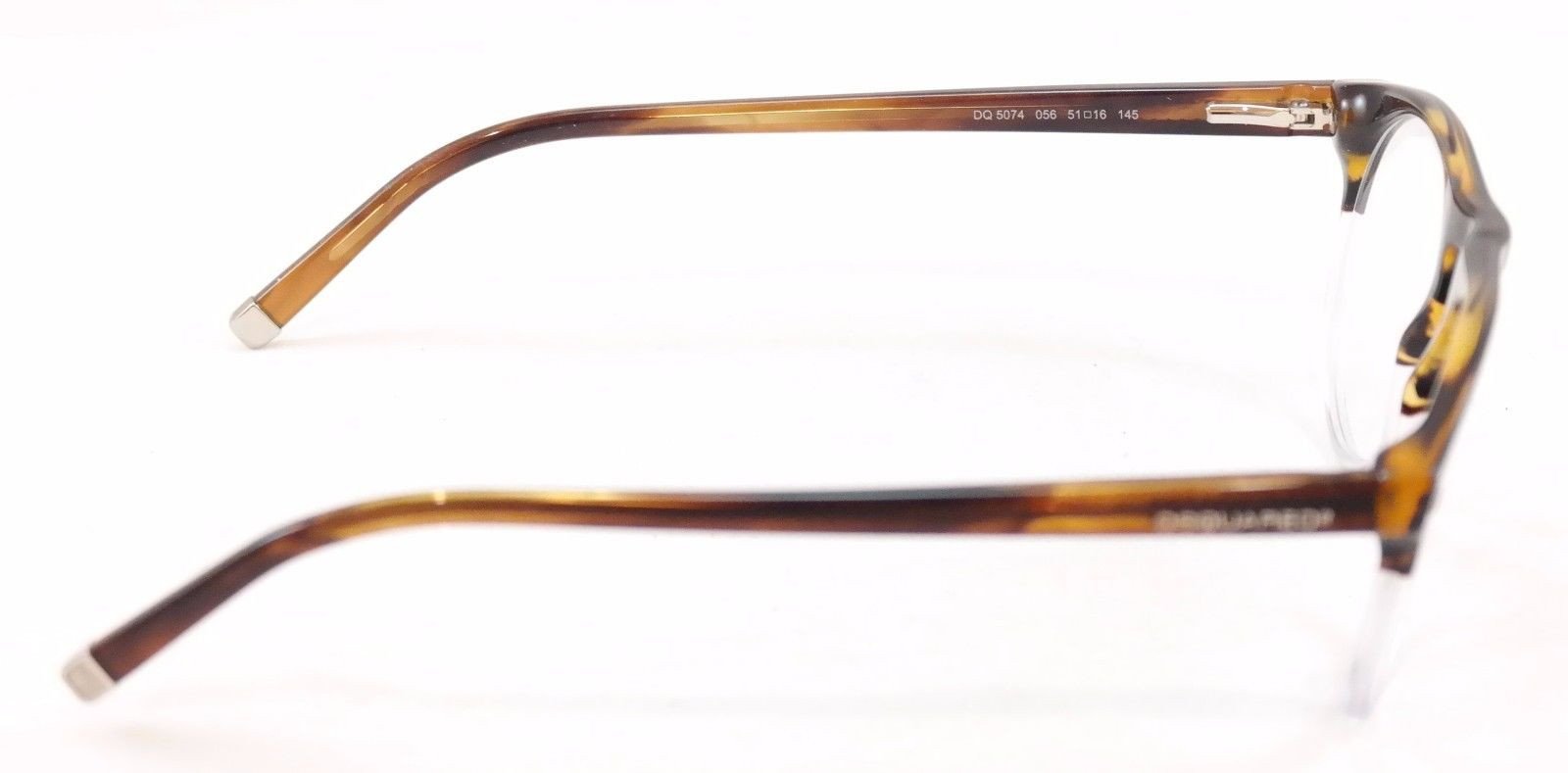Dsquared2 DQ5074 056 Brown Havana White Plastic Eyeglasses Frame - Made in Italy - 51-16-145 Size - Perfect for Fashion & Reading Glasses