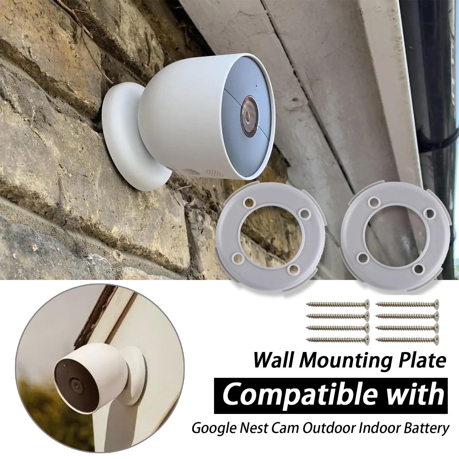 Grey Ciuouient Wall Mounting Plate with Screws - Compatible with Google Nest Camera (Indoor/Outdoor, Battery) for Home Security & Surveillance
