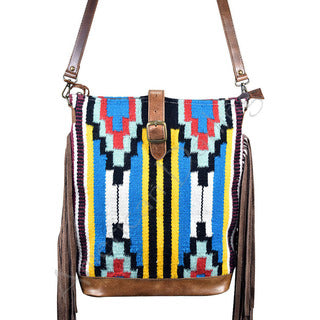 American Darling Blue and Yellow Aztec Print Crossbody Bag - Stylish Boho Purse for Women, Perfect for Music Festivals, Beach Outings and Everyday Use