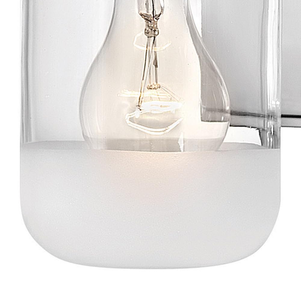 Hinkley Penley Collection One Light Bathroom Vanity Fixture with Clear/Etched Glass in Polished Nickel - Elegant Lighting for Modern Bathrooms & Powder Rooms