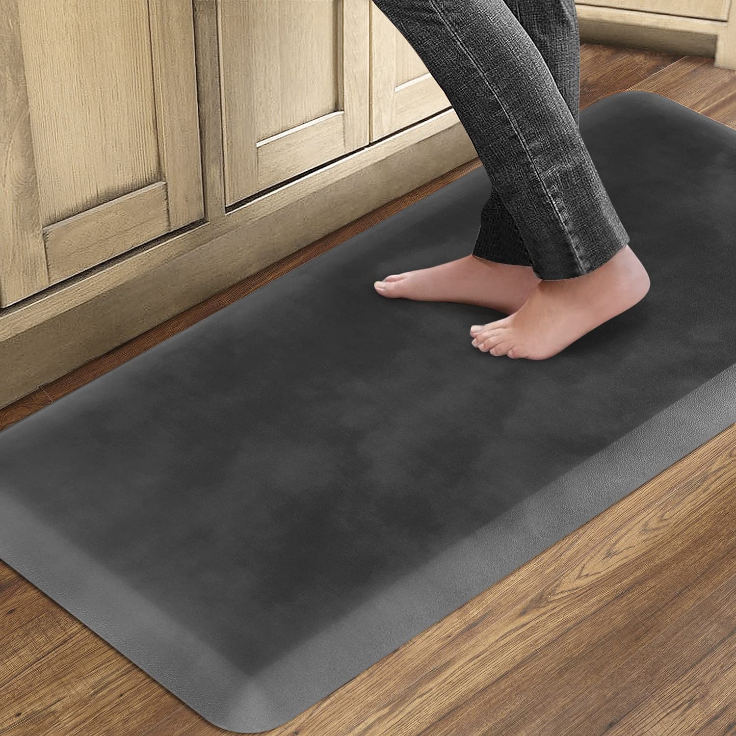 QSY Anti-Fatigue Kitchen Floor Mat - Comfort Standing Mat for Home, Office, Standing Desk & Garage - Non-Slip Cushioned Mat for Cooking, Dishwashing & Workstations