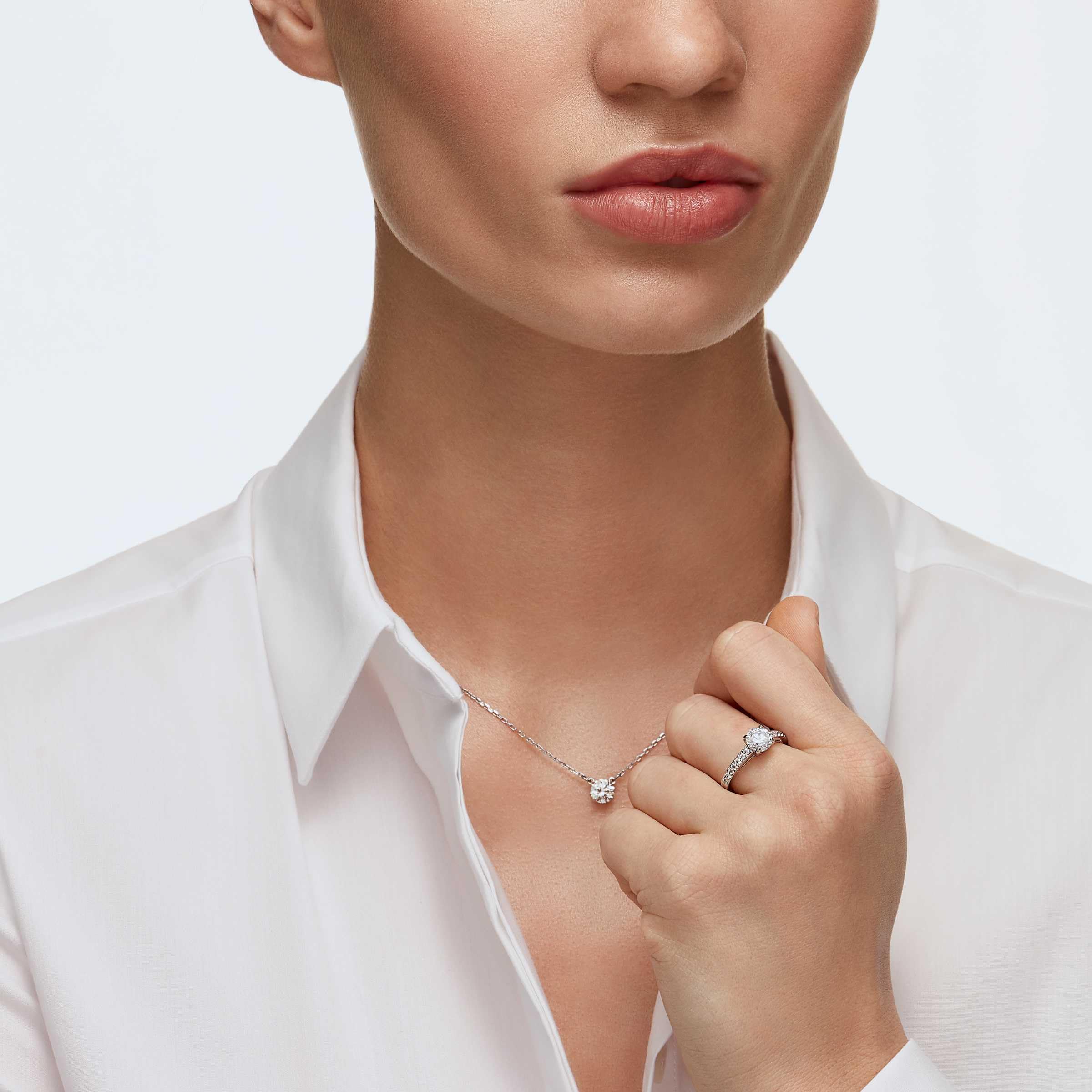 Swarovski Attract Ring - Rhodium Finish, Clear Crystals for Elegant Occasions