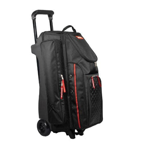 KR Strikeforce Diamond Black Triple Roller Premium Bowling Bag - Durable 3-Ball Rolling Case for Professional & League Bowlers - Perfect for Tournaments, Practice & Travel