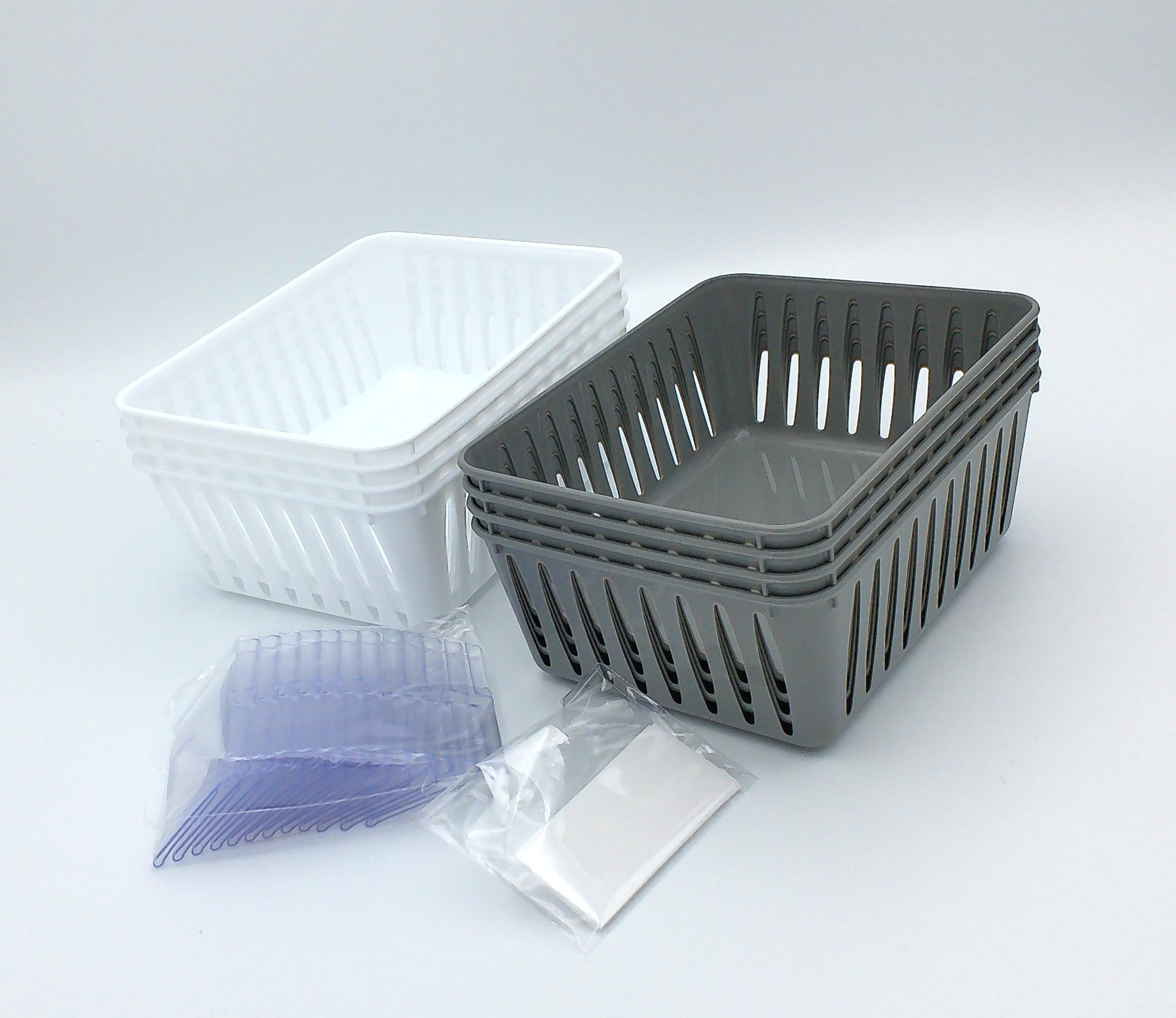 8 Pack Grey & White Storage Baskets (6.25