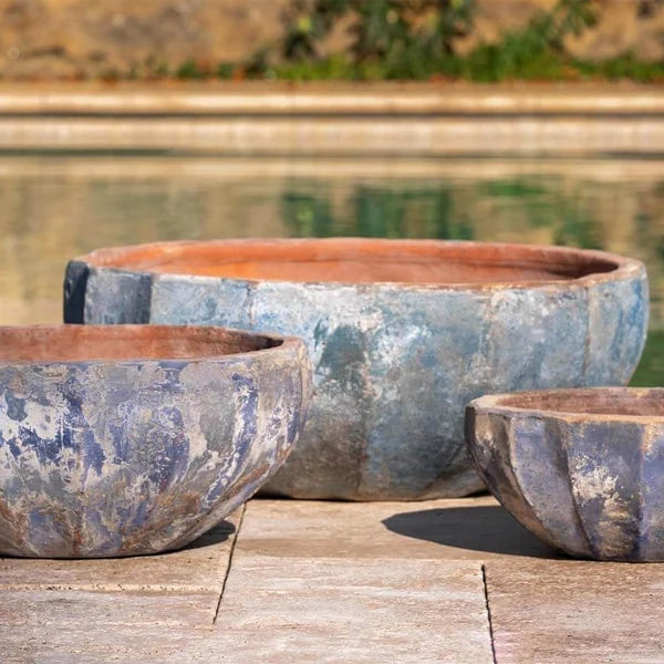 Apulia Bowl Planter Set of 3 - Handcrafted Italian Ceramic Flower Pots for Indoor Plants | Perfect for Home Decor, Garden, and Patio Use