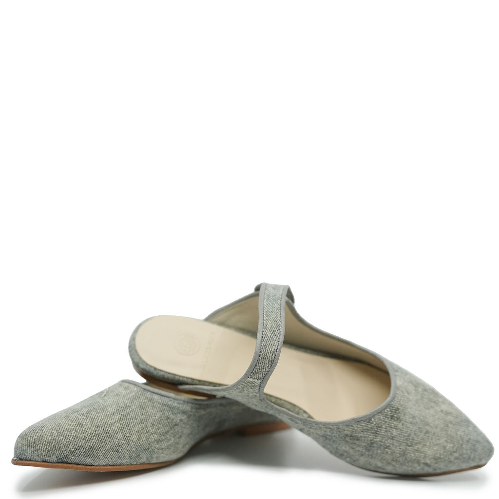 Blublonc Women's Washed Denim Pointed Toe Mule Slippers - Comfortable & Stylish for Casual Outings, Work, and Everyday Wear
