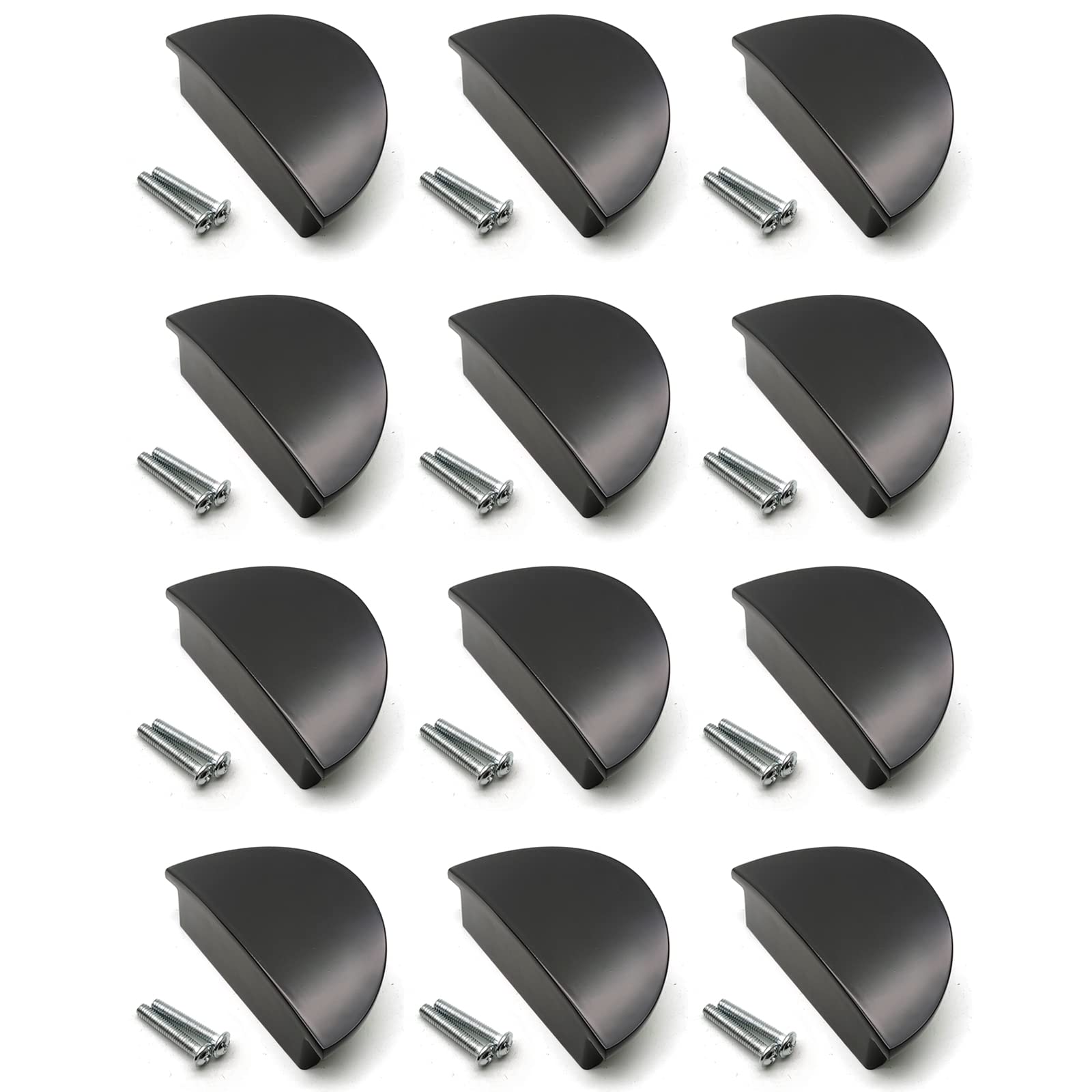 Autuwintor Black Half Moon Drawer Pulls - 12 Pack Cabinet Knobs & Handles with 2.52
