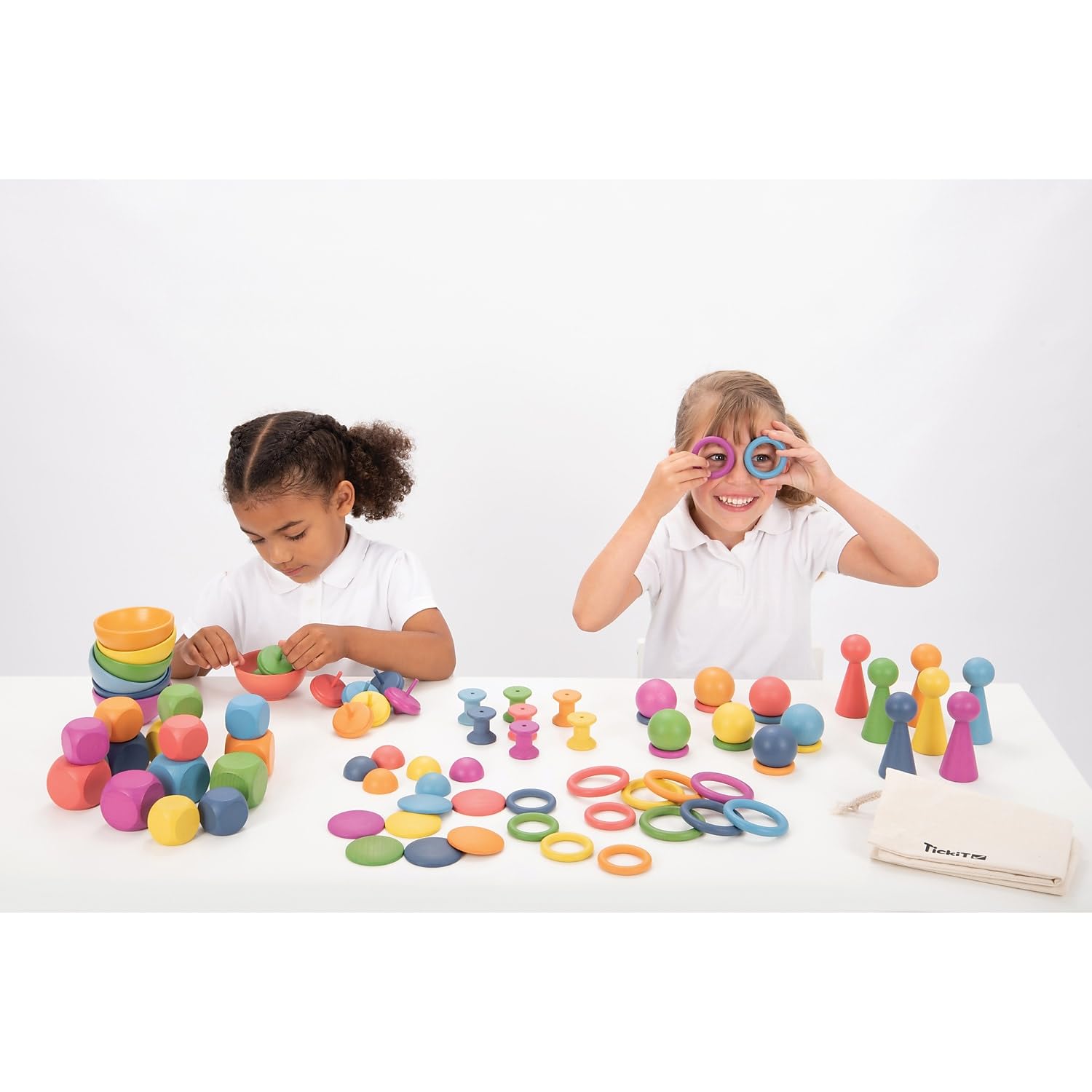 TickiT 73979 Rainbow Wooden Building Blocks - 84-Piece Educational STEM Toy for Kids, Perfect for Preschool Learning & Creative Play