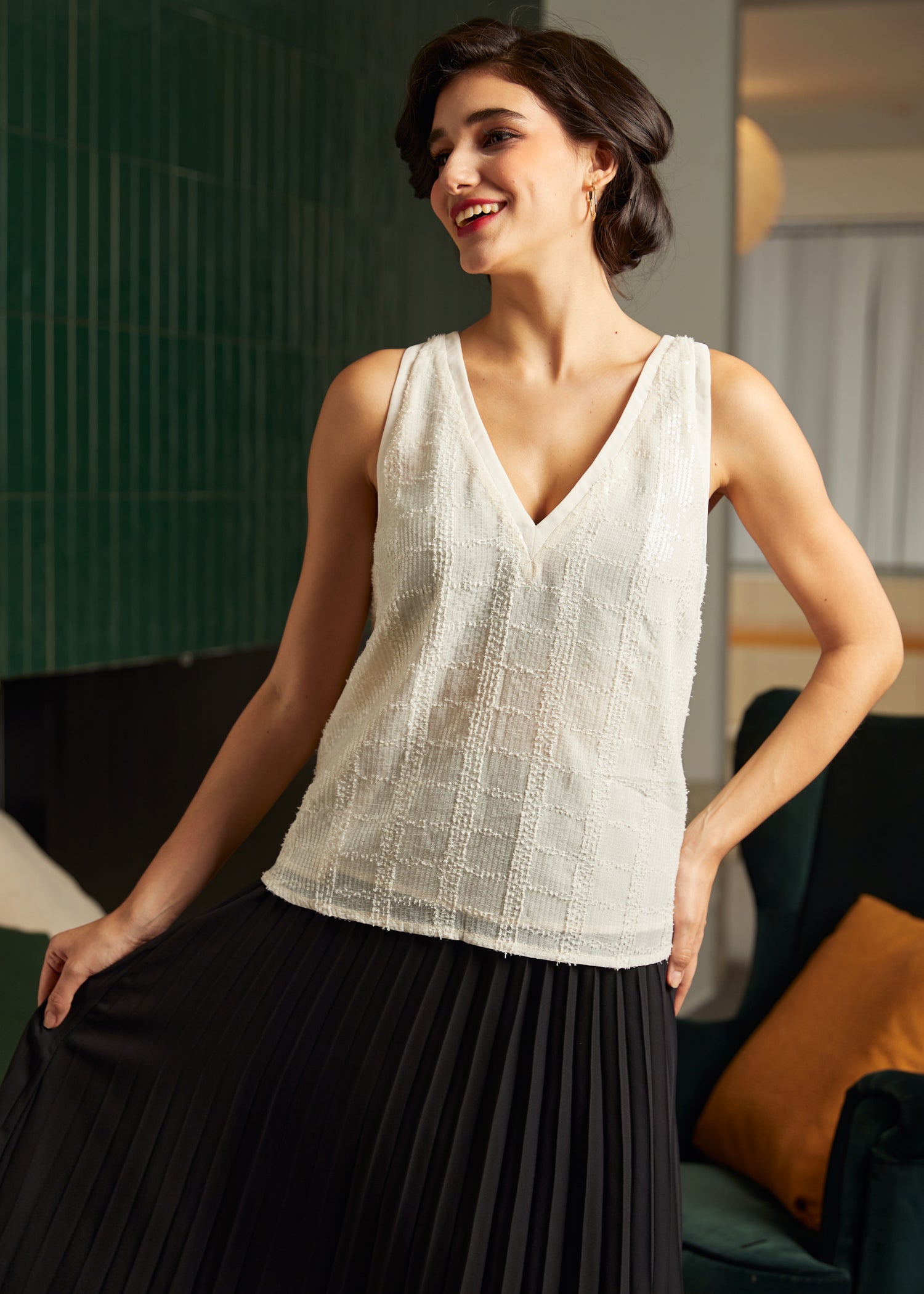 Classic Cutie Double V Neck Tank Top for Women - Soft Stretchy Casual Sleeveless Shirt - Perfect for Summer, Layering & Everyday Wear